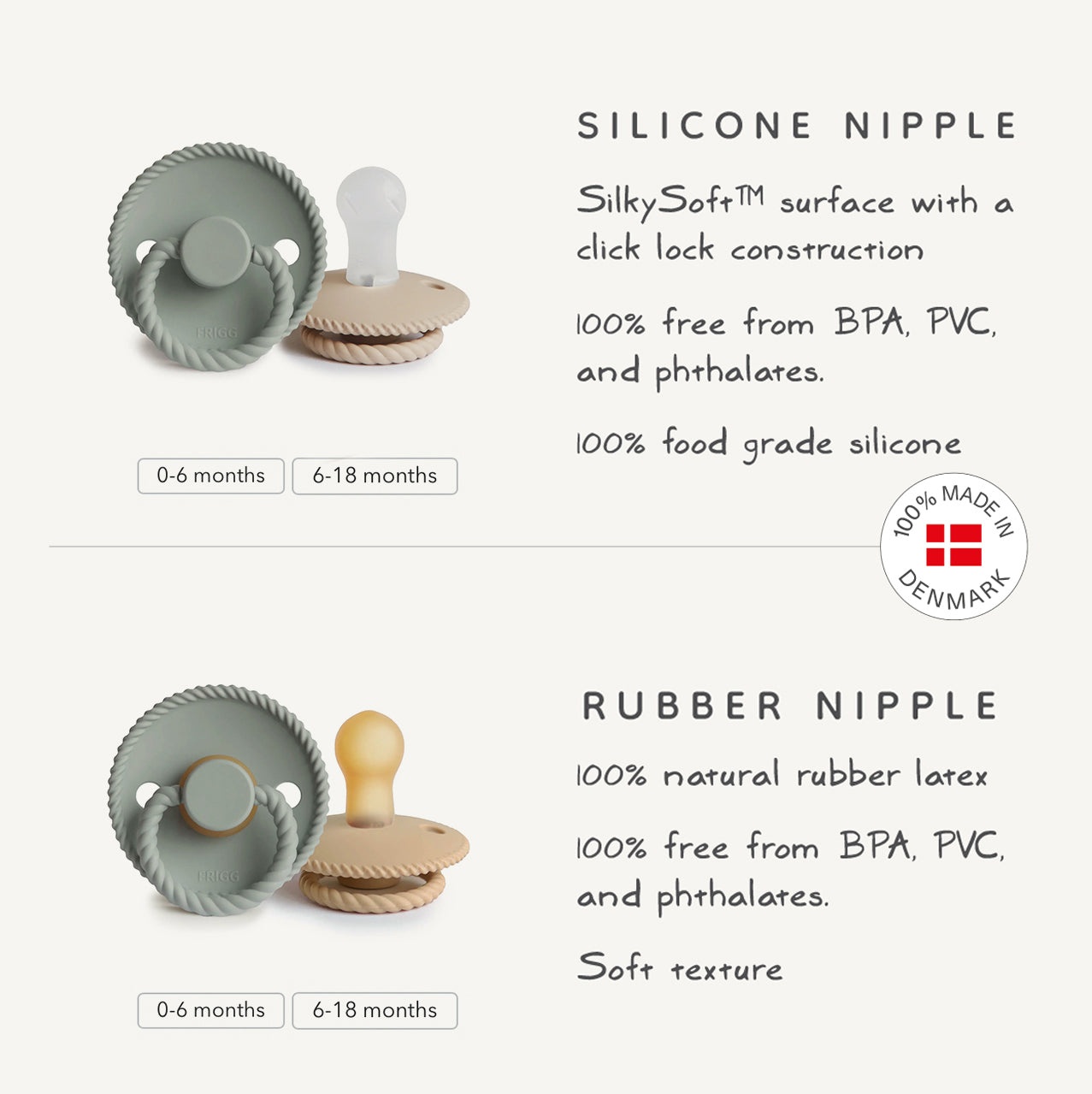 FRIGG Rope Natural Rubber Pacifier 2-Pack FRIGG PACIFIERS Mushie