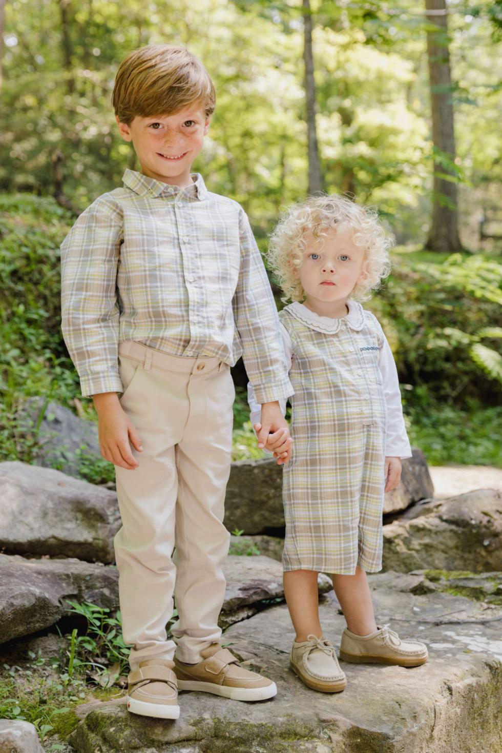 Johnny Romper in Lemon Sky Check