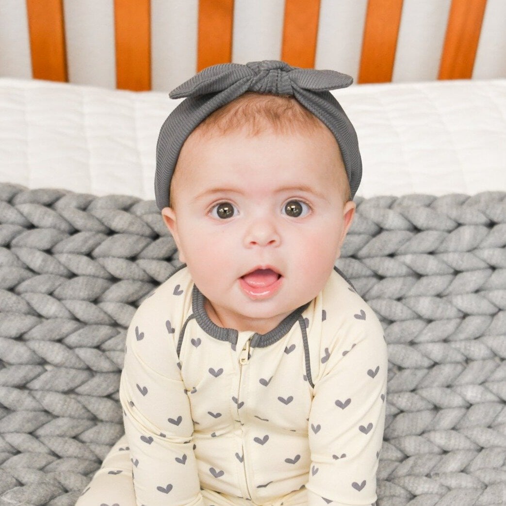 Knotted Headband - Charcoal Ribbed