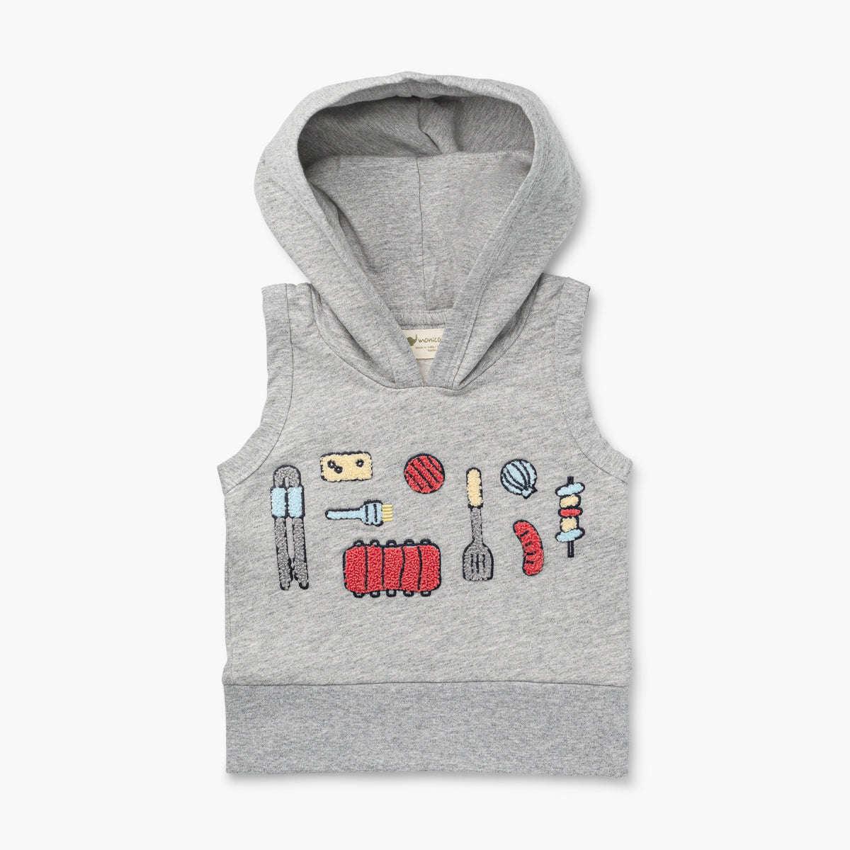 Embroidered Sleeveless Hoodie - Grilling Season