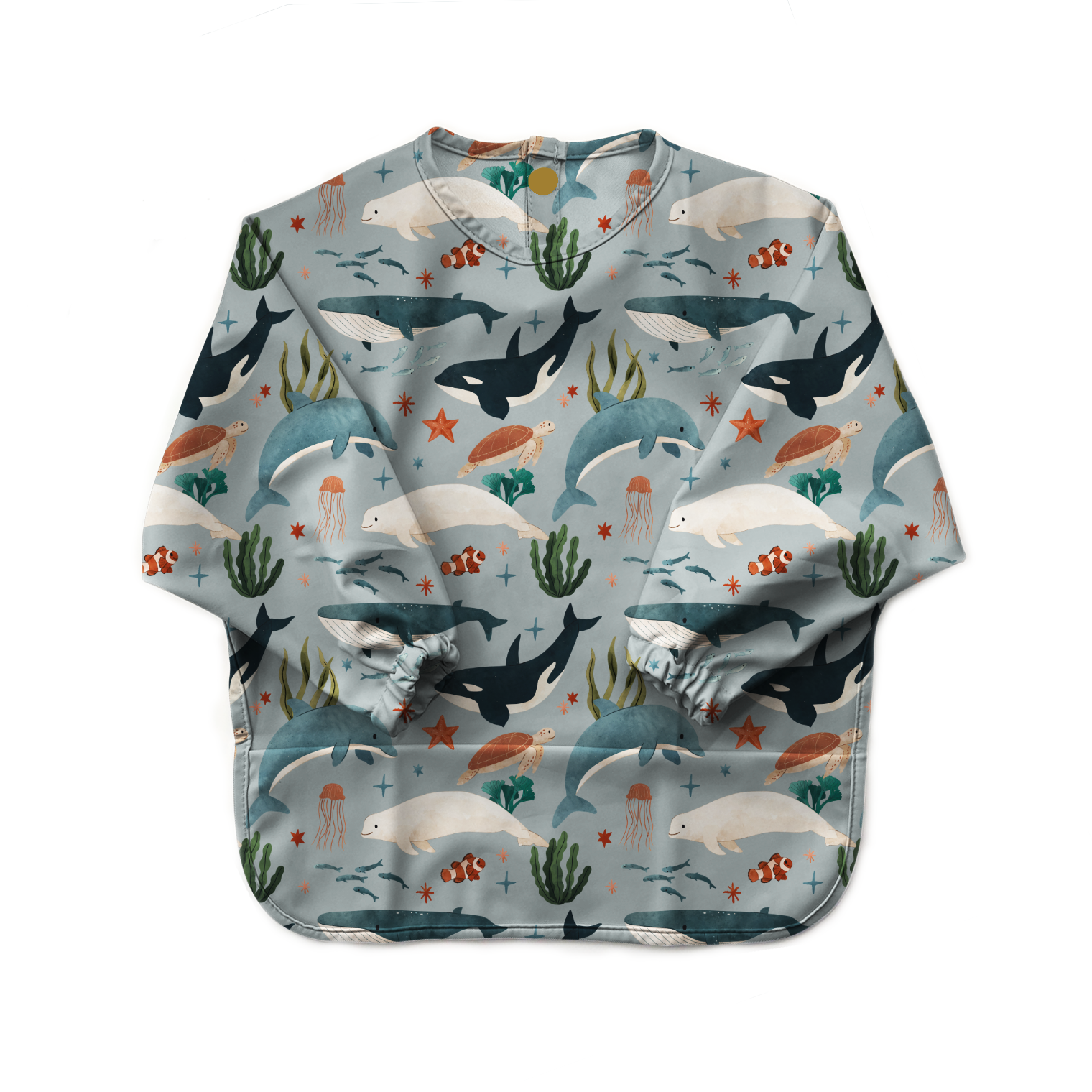 Long Sleeve Recycled Plastic Smock Bib kindthing Fintastic Friends Little Kid