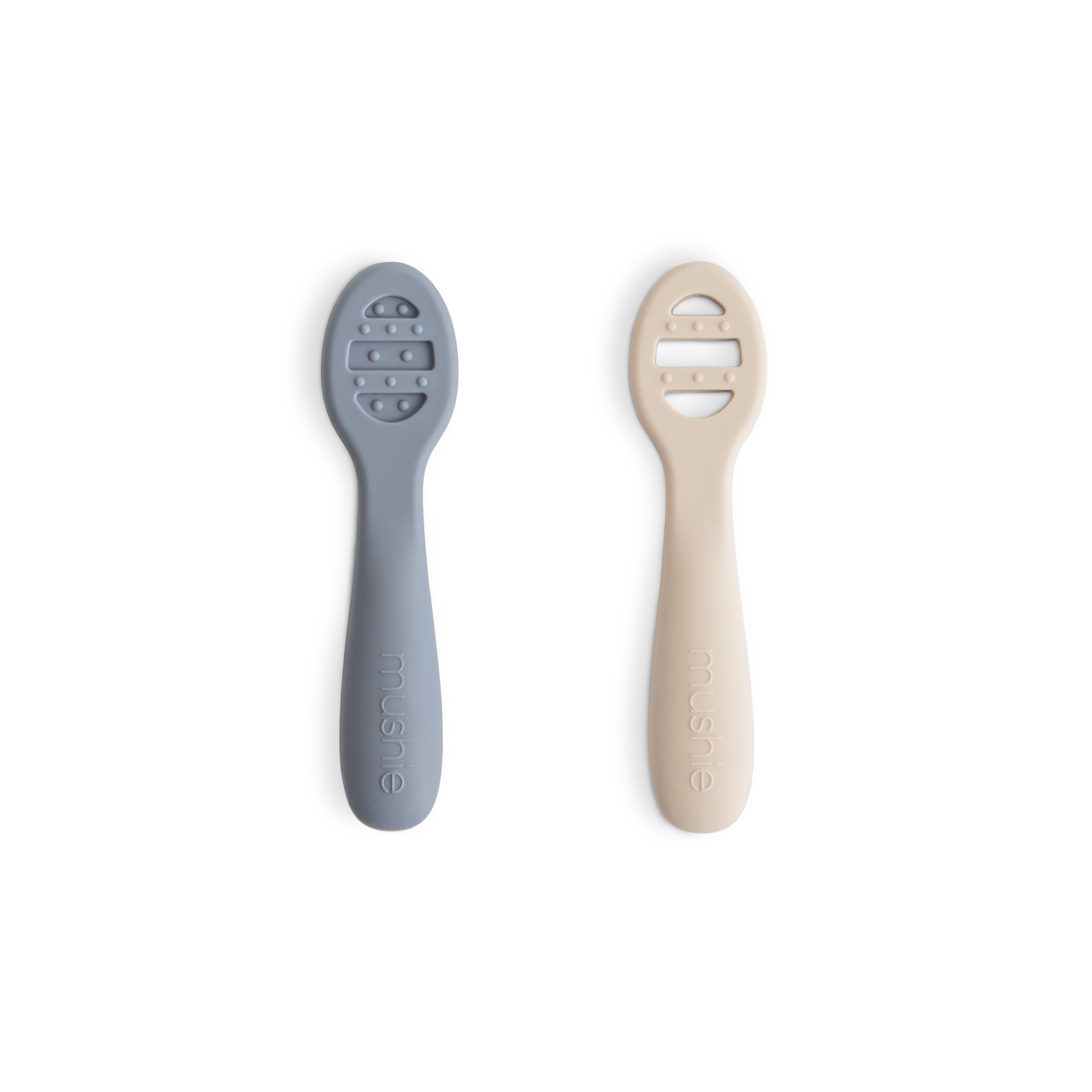 First Feeding Baby Spoons 2-Pack silicone tableware Mushie Tradewinds/Shifting Sand