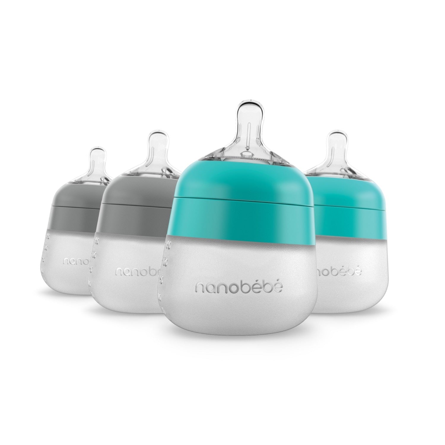5oz Flexy Silicone Baby Bottle Baby Bottles Nanobébé US Teal-Grey 4-Pack