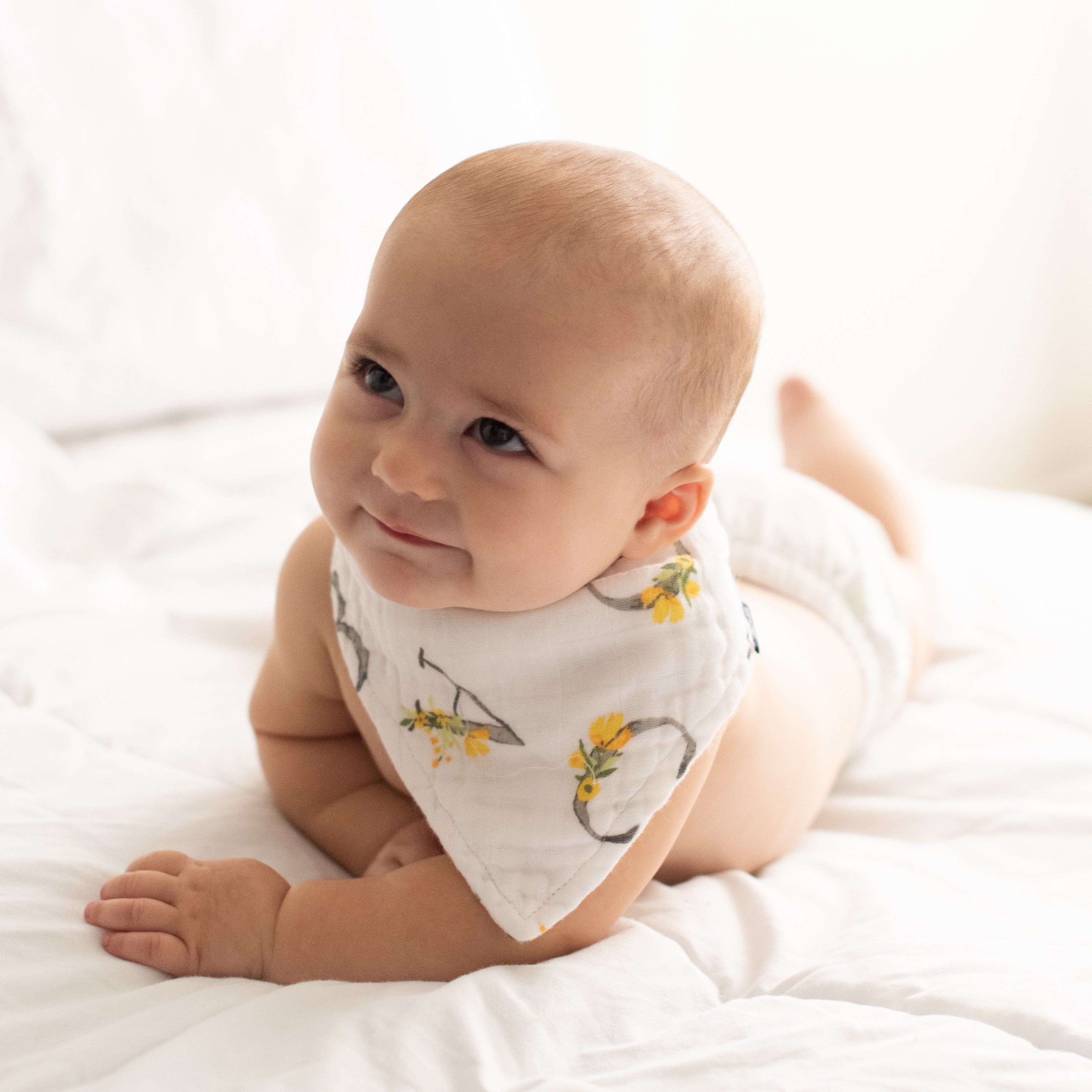 Floral Alphabet Oh So Soft Muslin Bandana Bib Bib Bebe au Lait