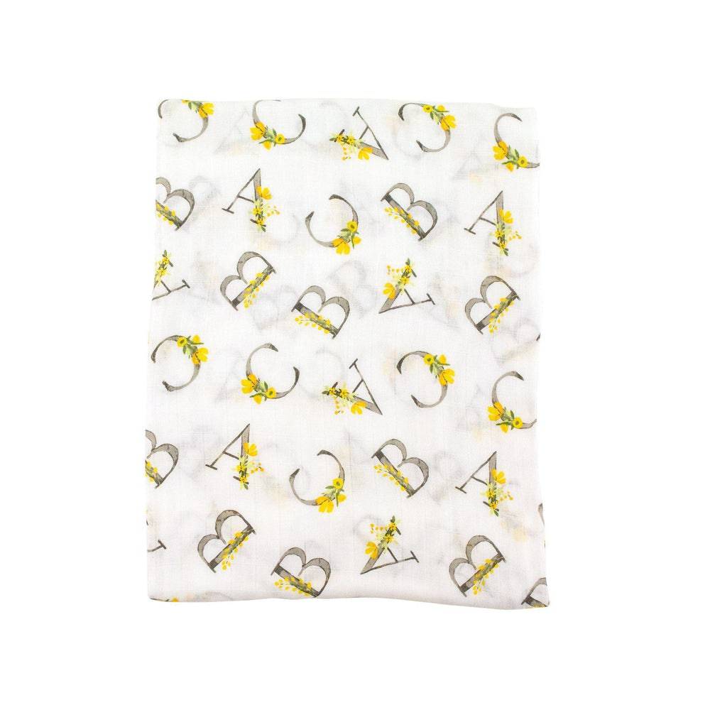 Floral Alphabet Single Oh So Soft Muslin Swaddle Blanket Swaddle Blanket Bebe au Lait