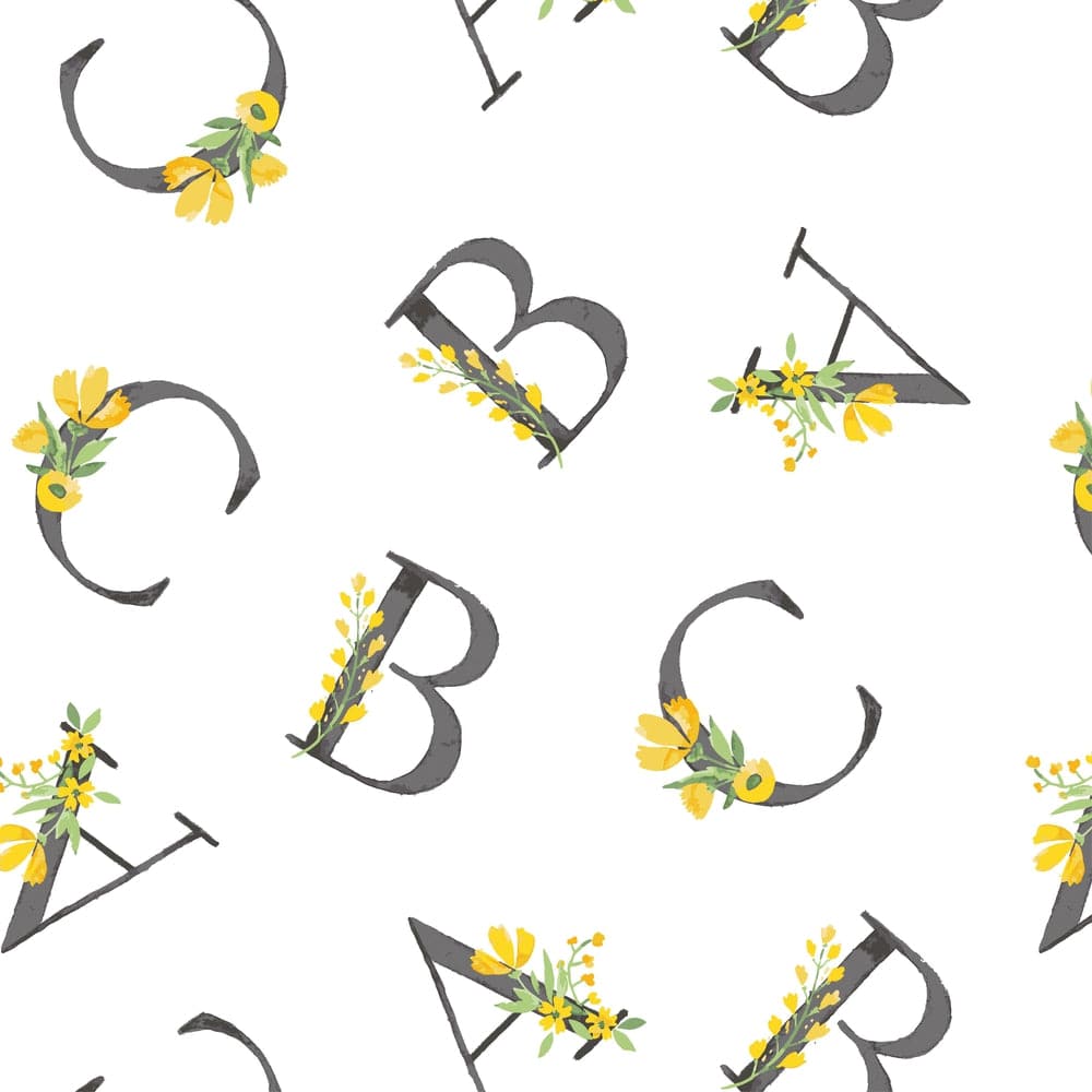 Floral Alphabet Single Oh So Soft Muslin Swaddle Blanket Swaddle Blanket Bebe au Lait