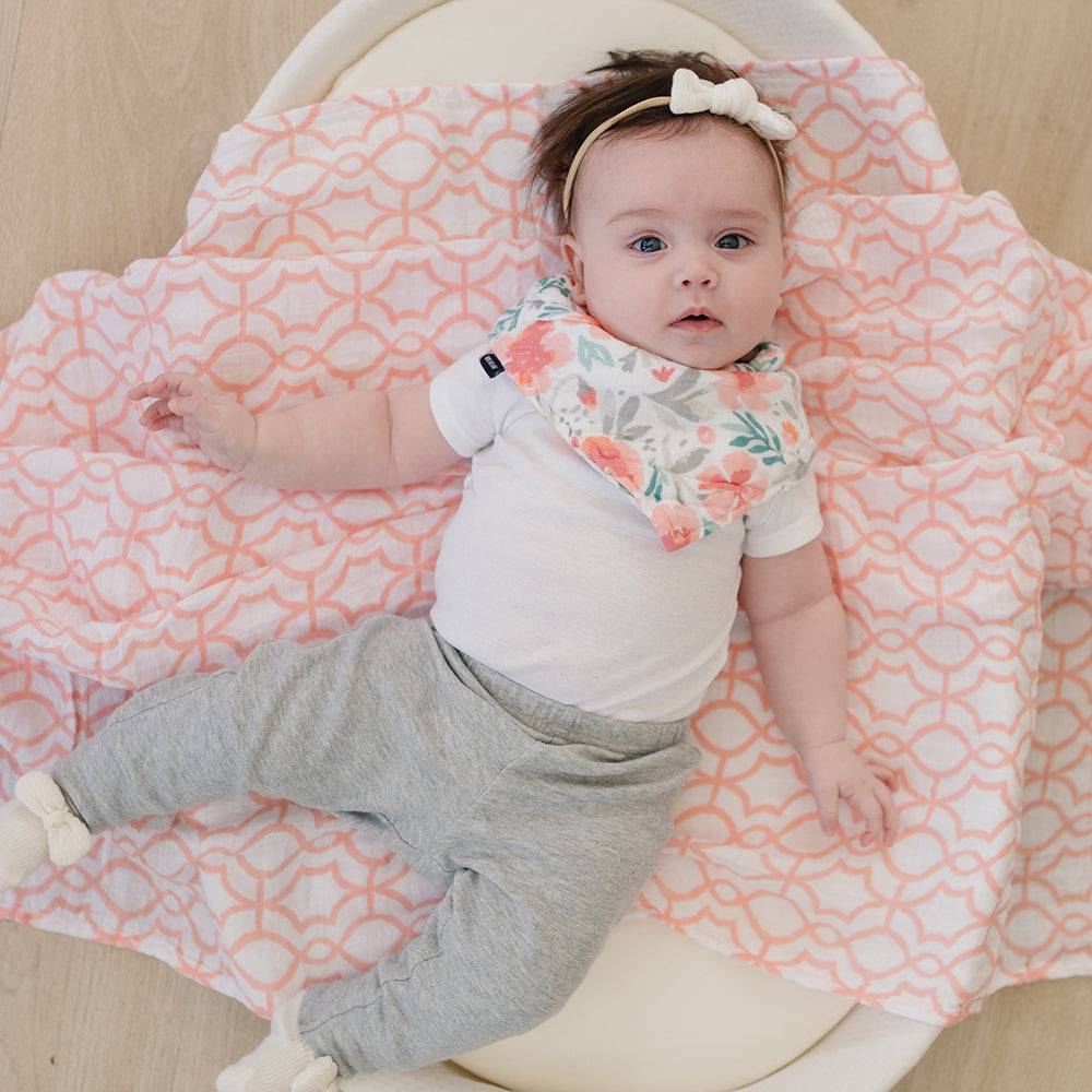 Floret + Trellis Premium Cotton Muslin Swaddle Blanket Set Swaddle Blanket Bebe au Lait