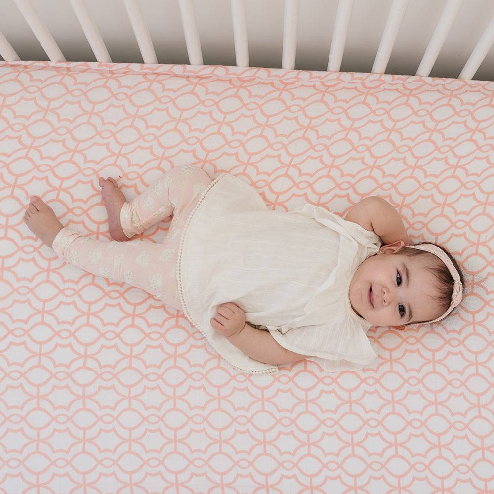 Trellis Classic Muslin Crib Sheet Crib Sheet Bebe au Lait