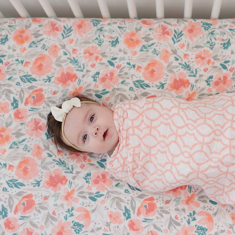 Floret Classic Muslin Crib Sheet Crib Sheet Bebe au Lait