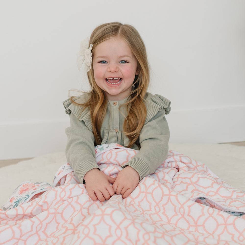 Floret + Trellis Premium Cotton Snuggle Blanket Snuggle Blanket Bebe au Lait