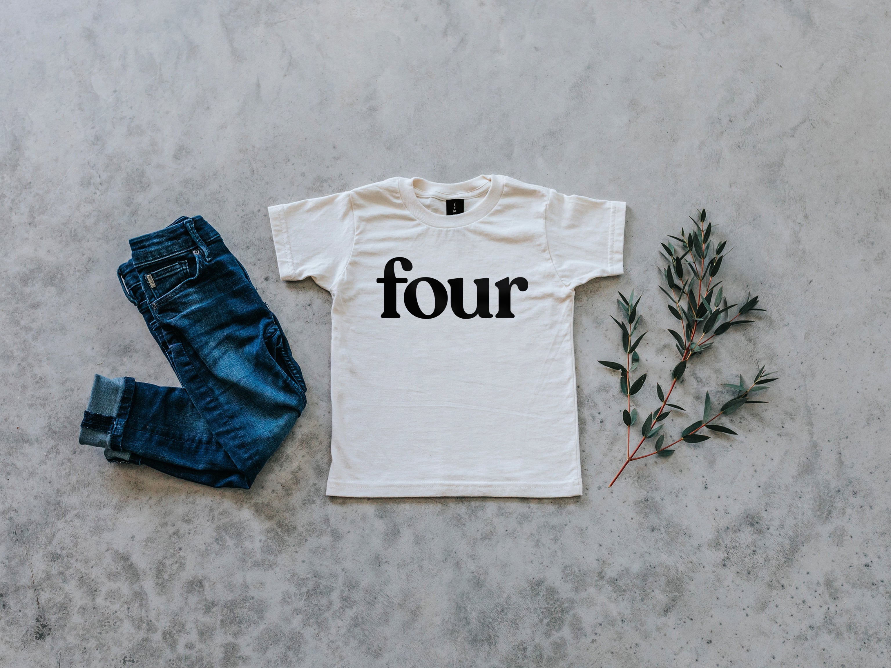 Four Modern Birthday Shirt Organic Kids Tee