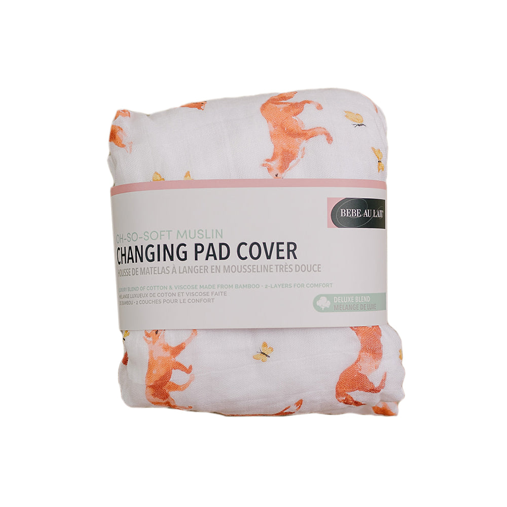 Fox Tales Oh So Soft Muslin Changing Pad Cover Changing Pad Cover Bebe au Lait