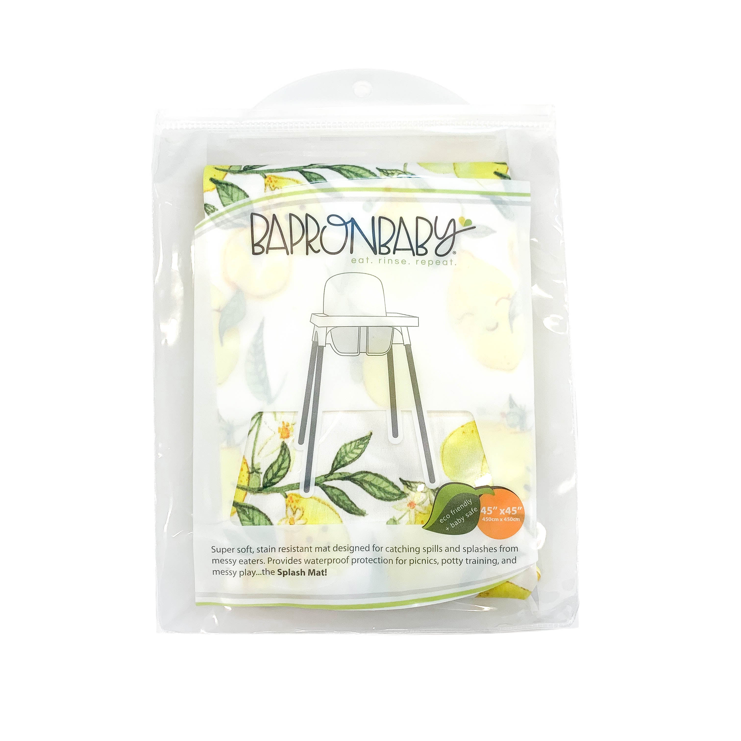 Fresh Lemon Splash Mat - A Waterproof Catch-All for Highchair Spills and More! BapronBaby