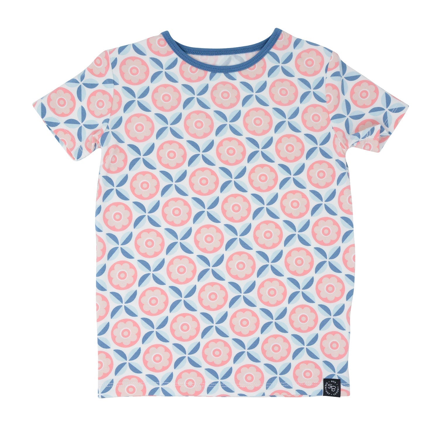 Big Kid PJ S/S - Geo Flower Pink