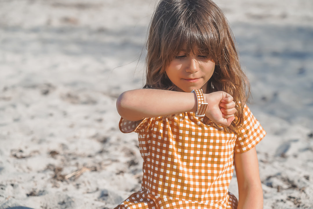 Sweetheart Twirl Dress | Organic Cotton Jersey - Sienna Gingham | GCO2260