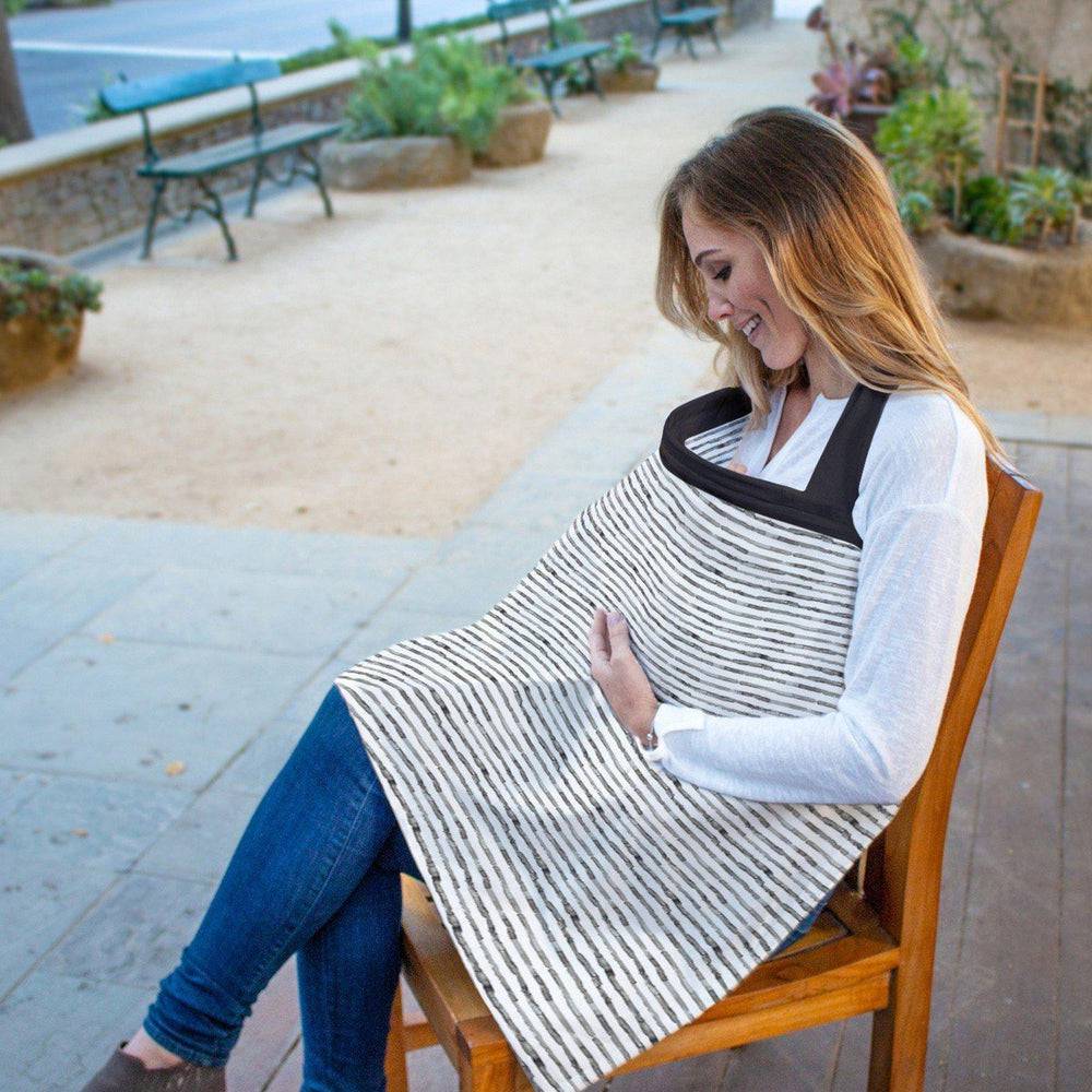 Zip & Switch Nursing Cover - Grey & Stripes Nursing Cover Bebe au Lait