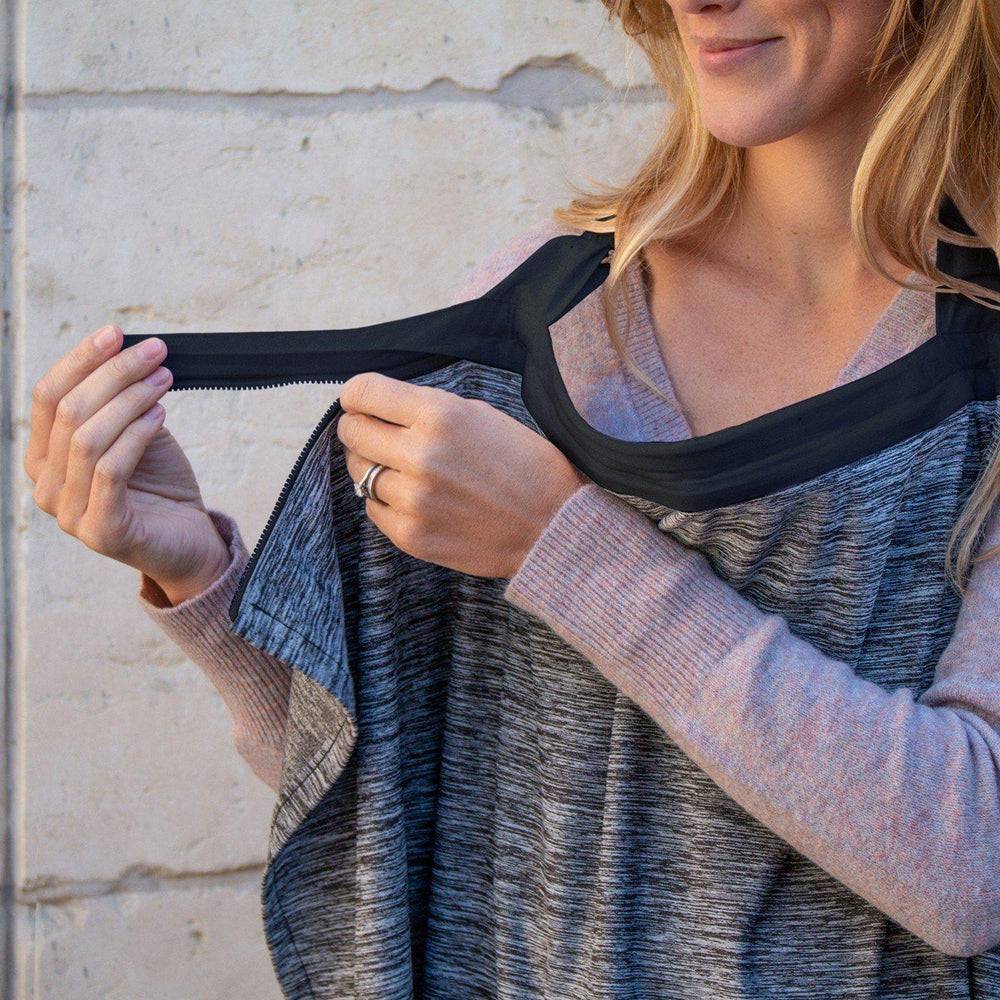 Zip & Switch Nursing Cover - Grey & Stripes Nursing Cover Bebe au Lait