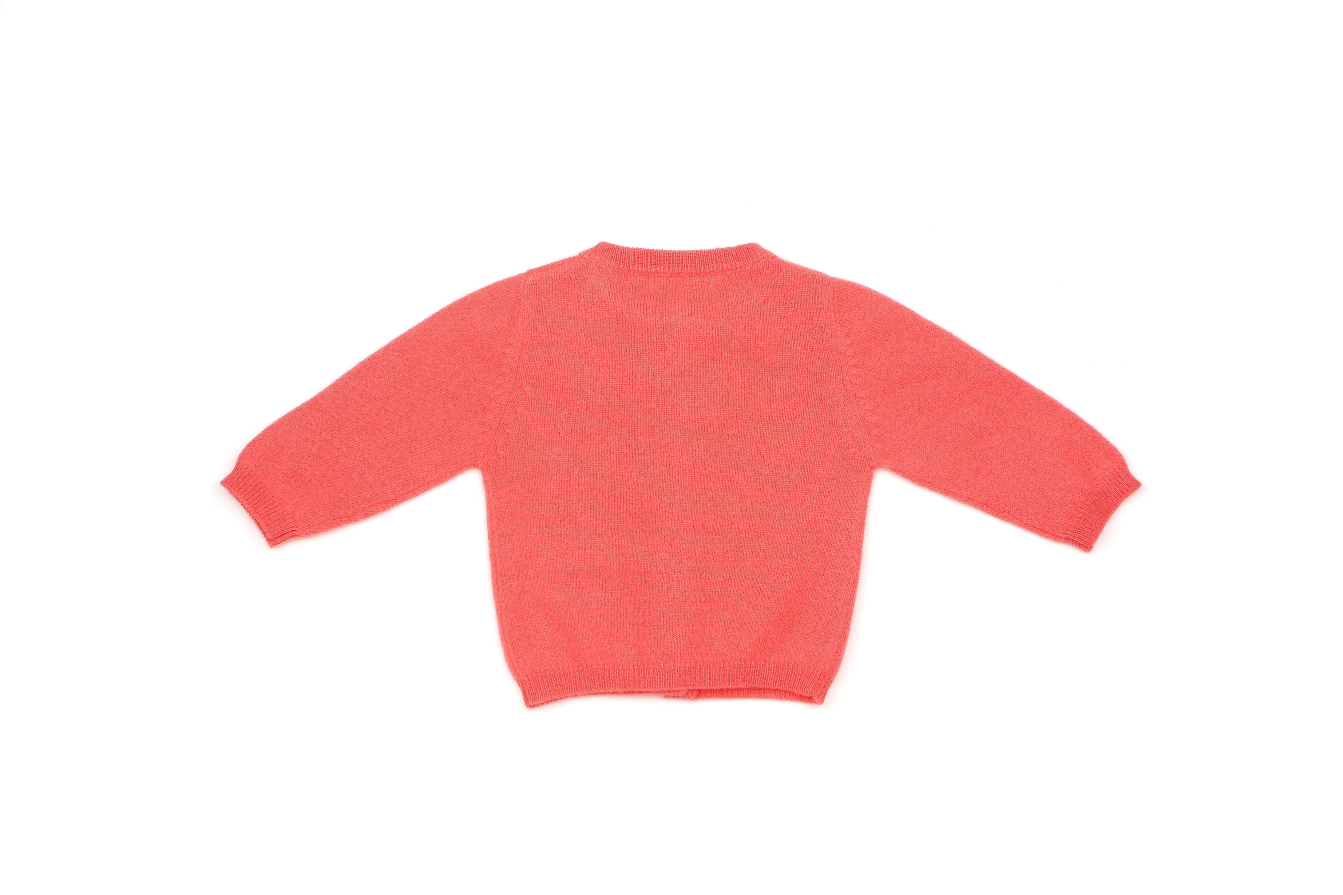 Classic Crew Neck Cardigan - Coral Pink