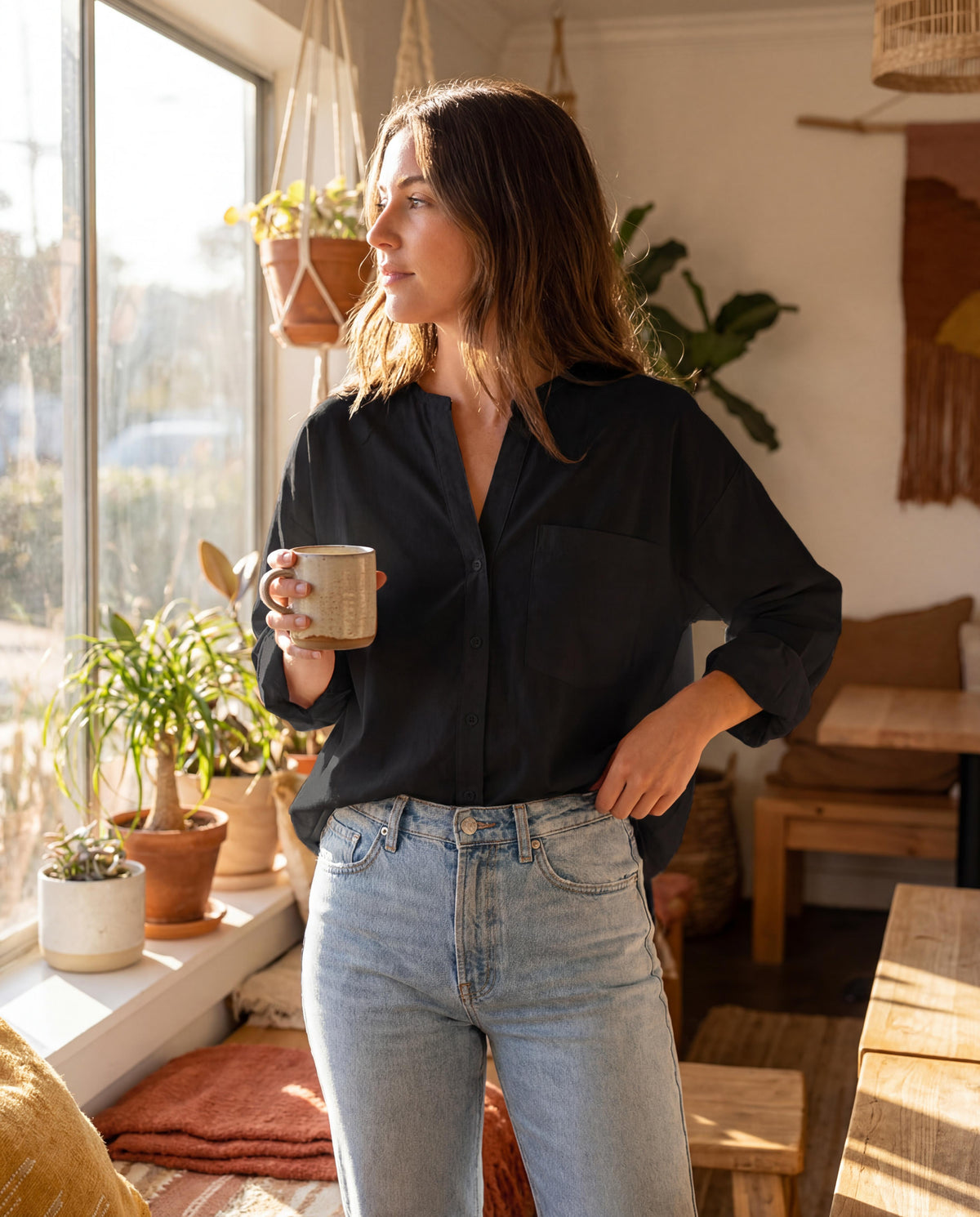 Solid Adonis Button Down - Black