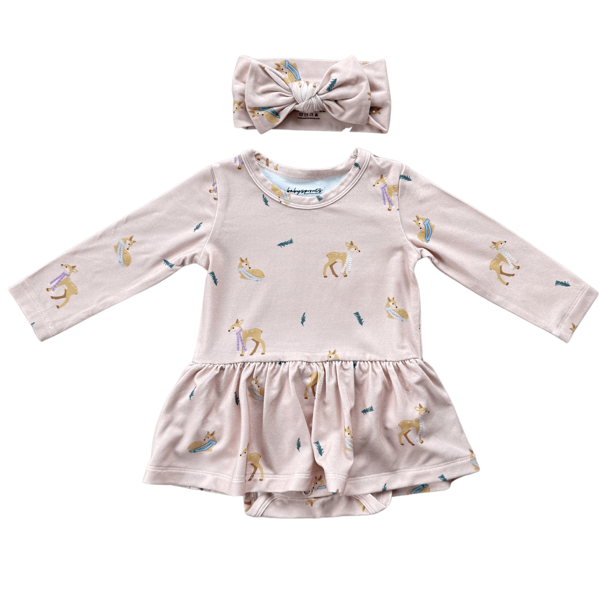 Baby Girl Long Sleeve Bodysuit Dress Set