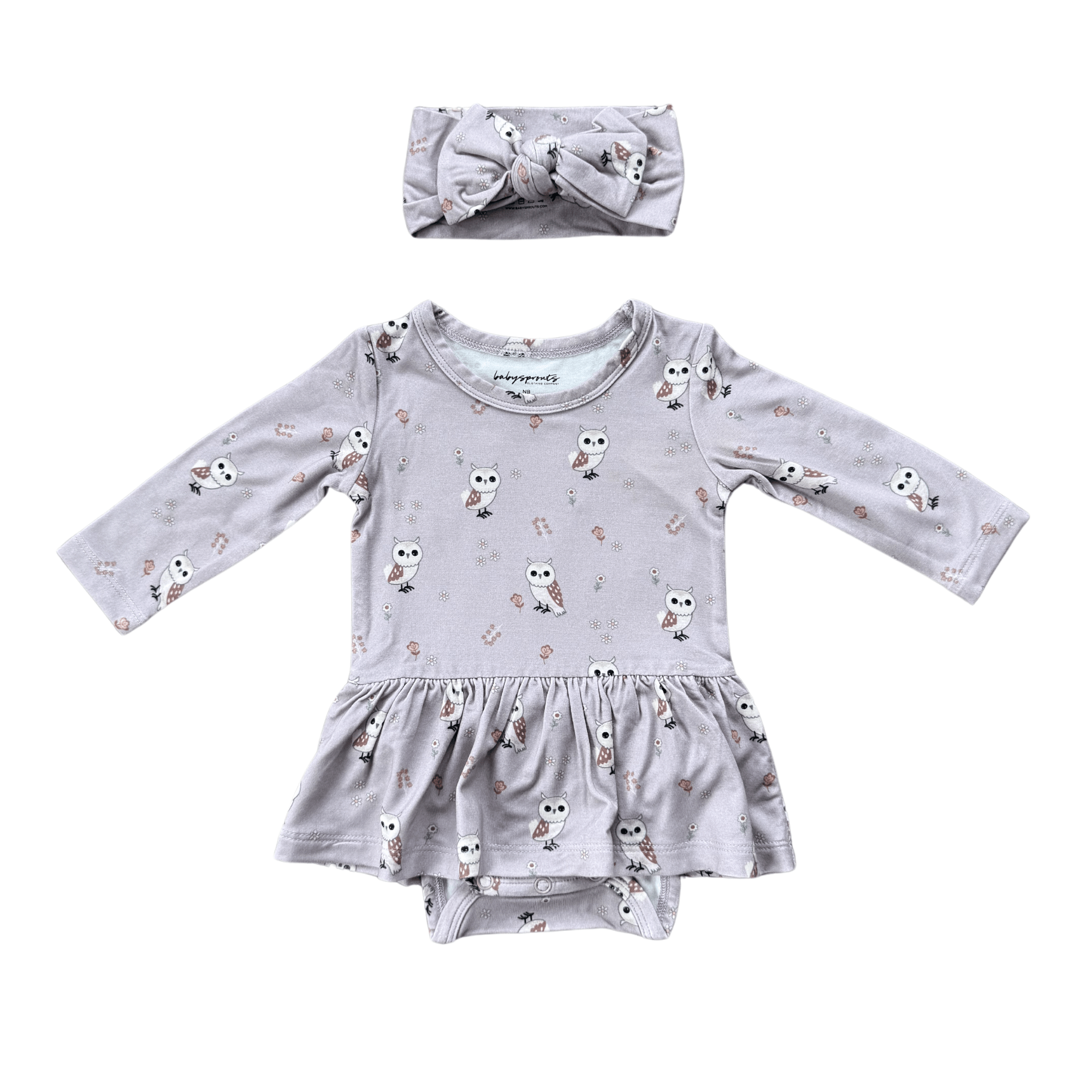 Baby Girl Long Sleeve Bodysuit Dress Set