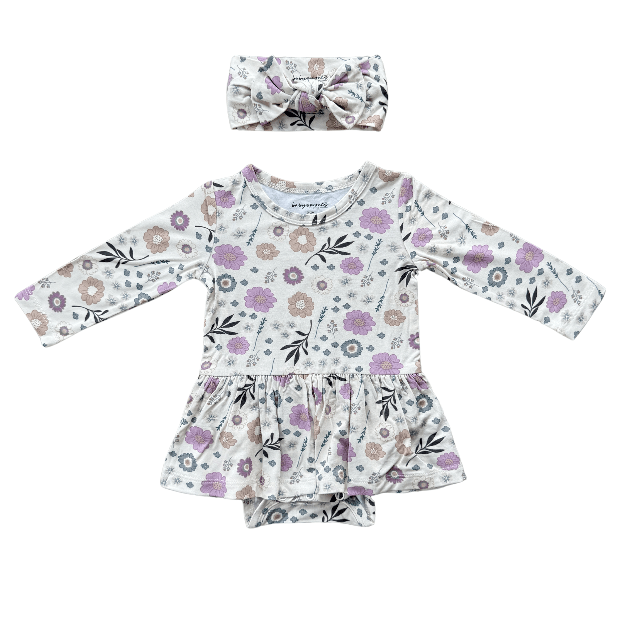 Baby Girl Long Sleeve Bodysuit Dress Set