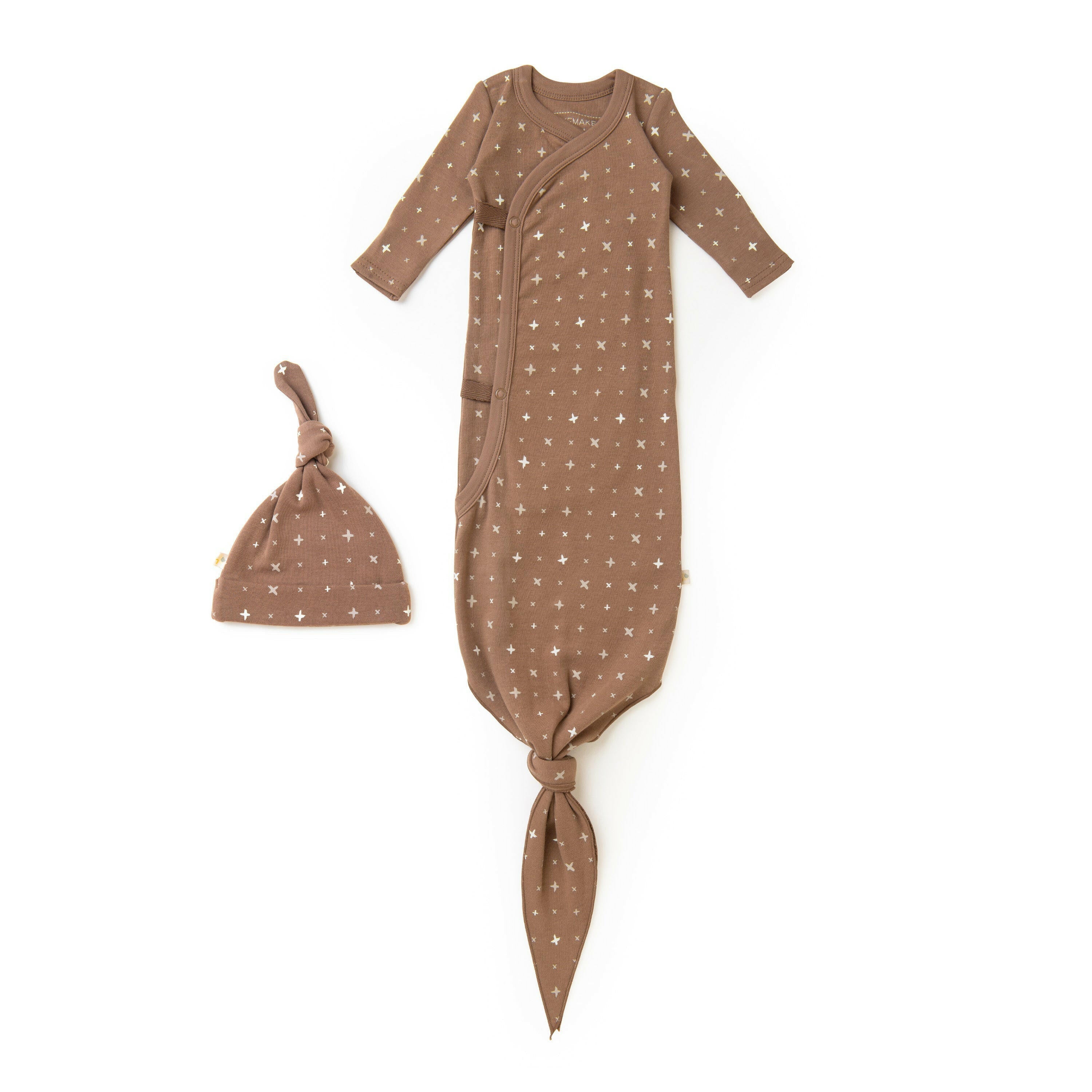 Organic Baby Sleep Gown Knotted - Sparkle Kimono Knotted Gown Makemake Organics