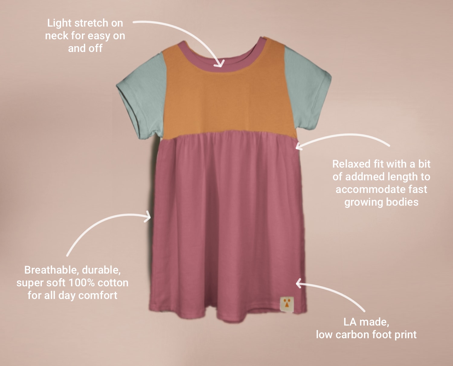 Organic Cotton Color Block Dress - Ellie