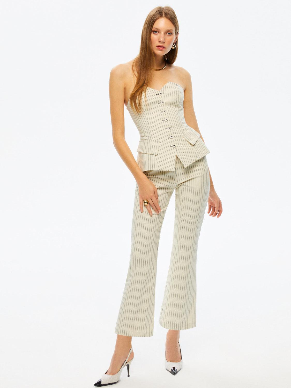 Striped Wide-Leg Pants - Multi-colored
