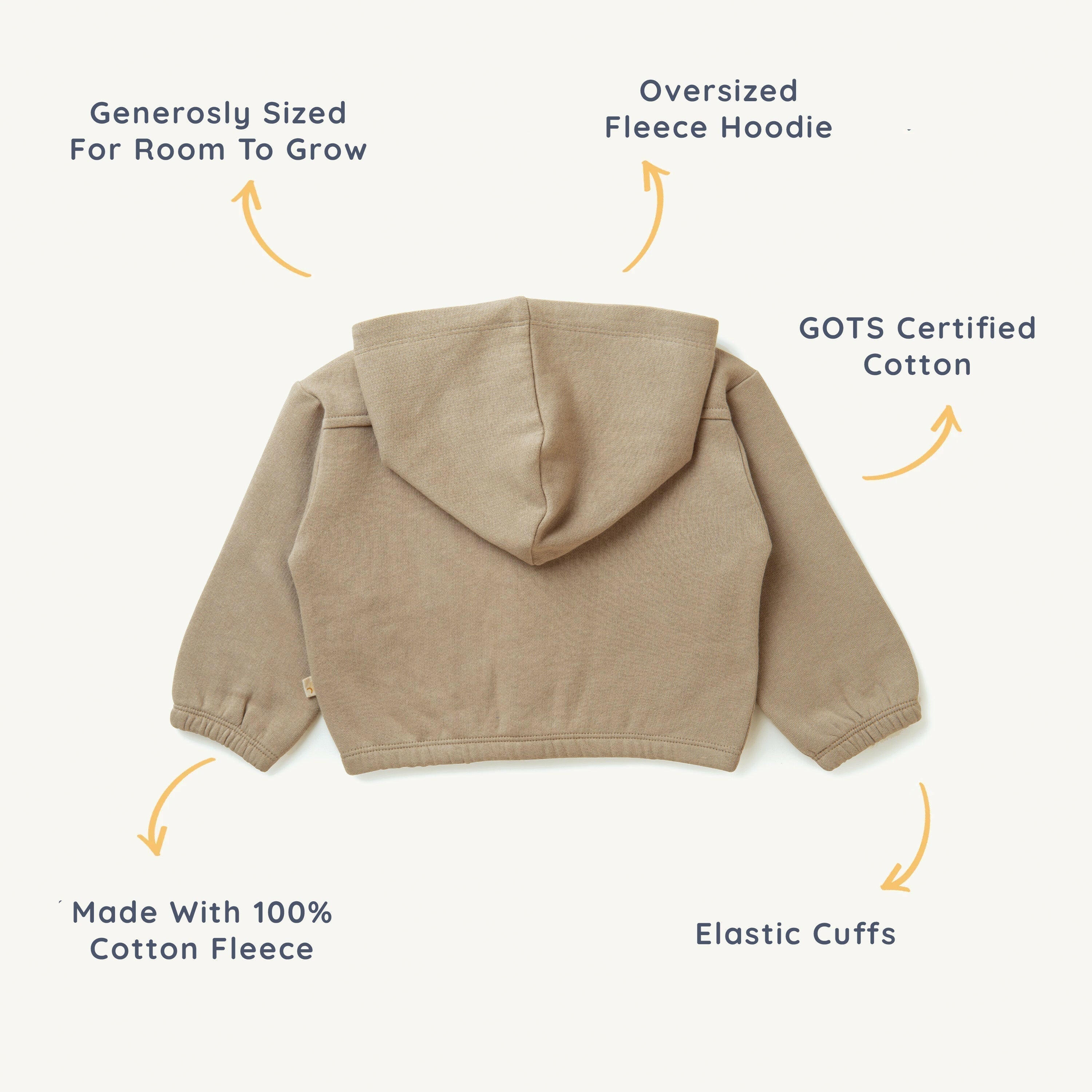 Organic Baby Toddler Hooded Jacket - Mocha Fleece Jacket Makemake Organics