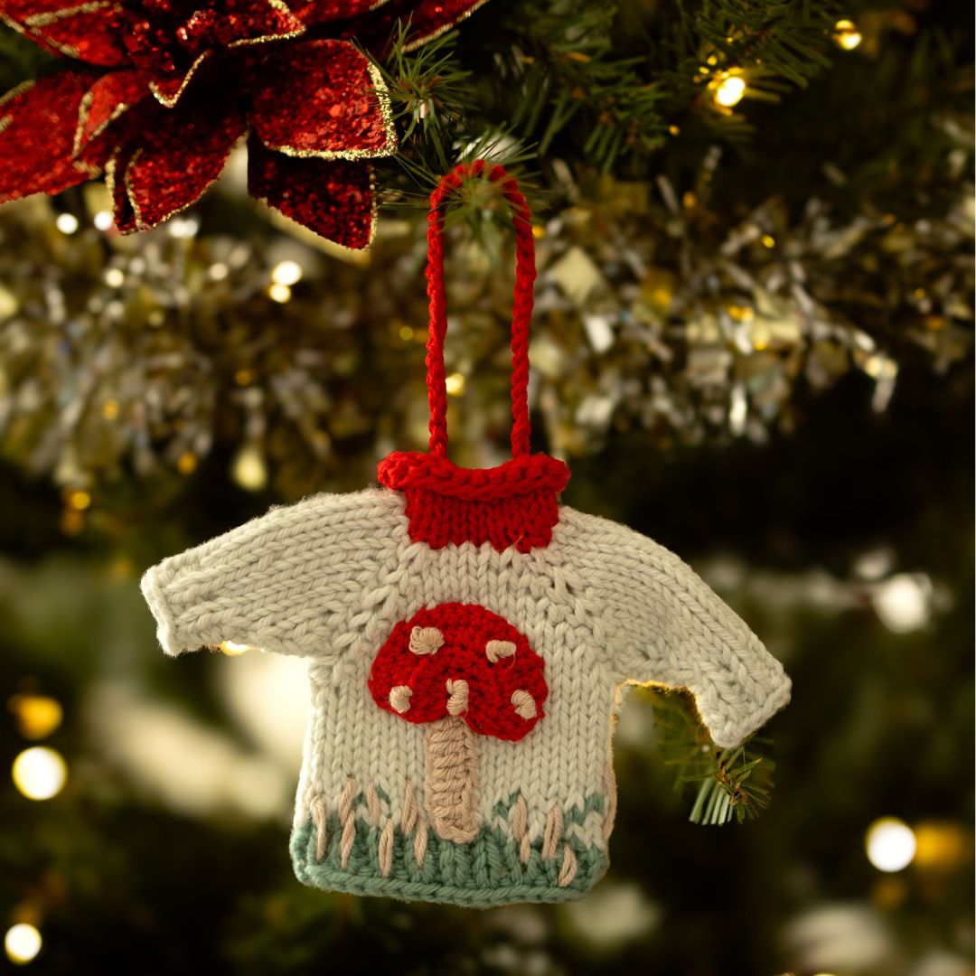 Mushroom Sweater Ornament - In Stock