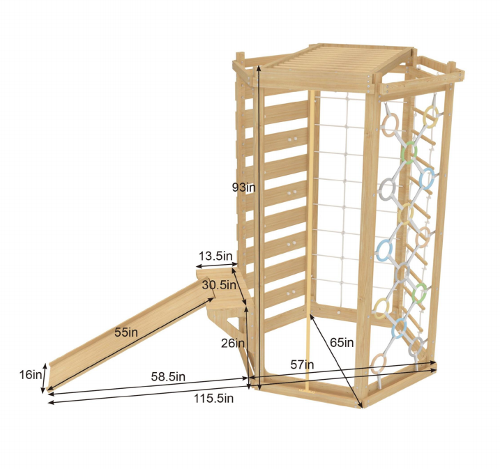 Hawthorn Indoor Playground | 93 Inch Kids Climbing Gym with Slide