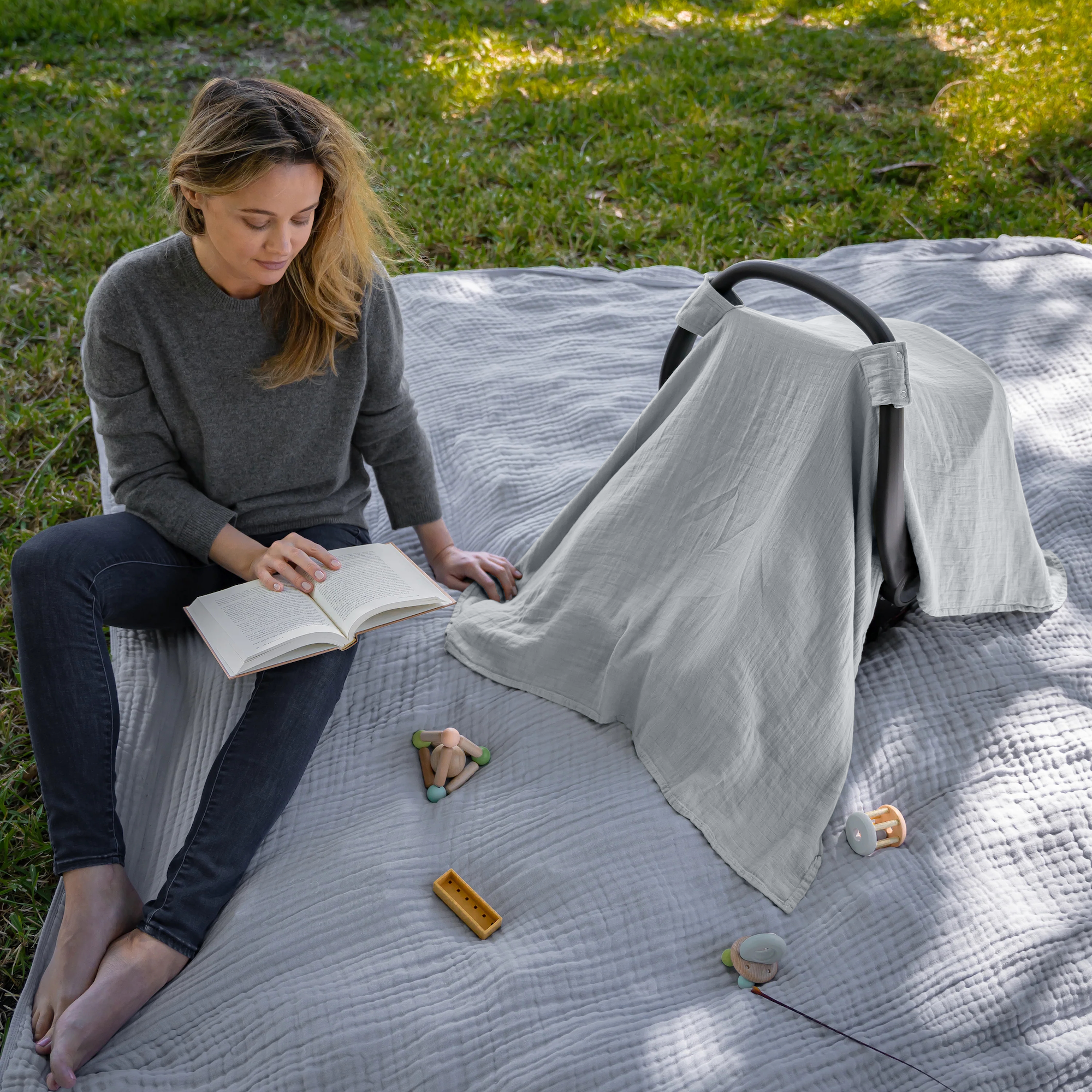 Baby Car Seat Cover in Heather Blue