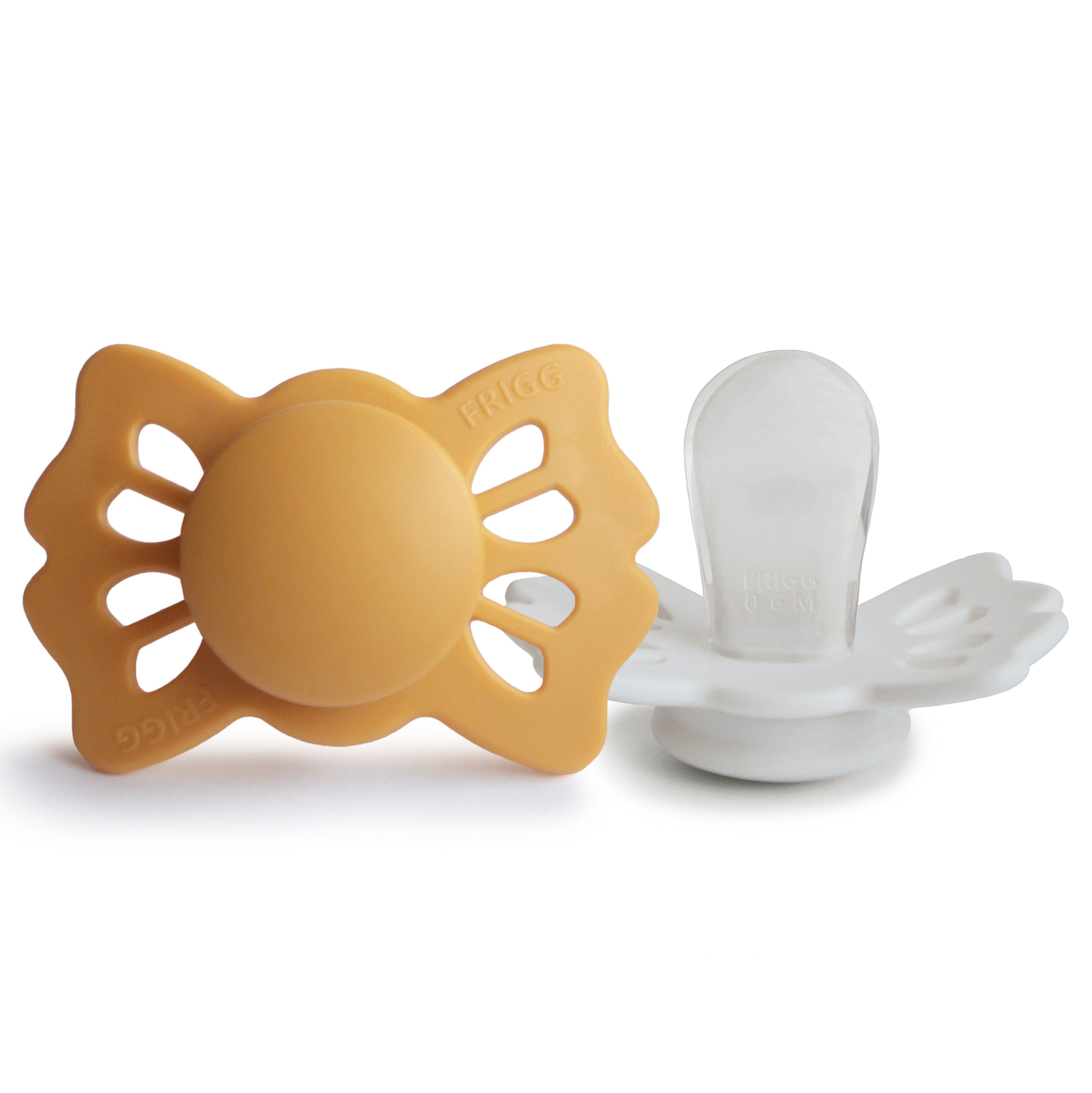 FRIGG Lucky Symmetrical Silicone Pacifier 2-Pack (0-6 Months) FRIGG PACIFIERS Mushie Honey Gold/Cream