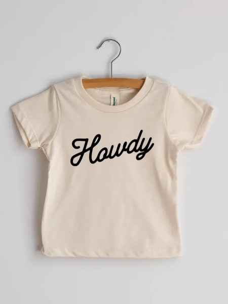 Howdy Script Organic Cream Baby & Kids Tee