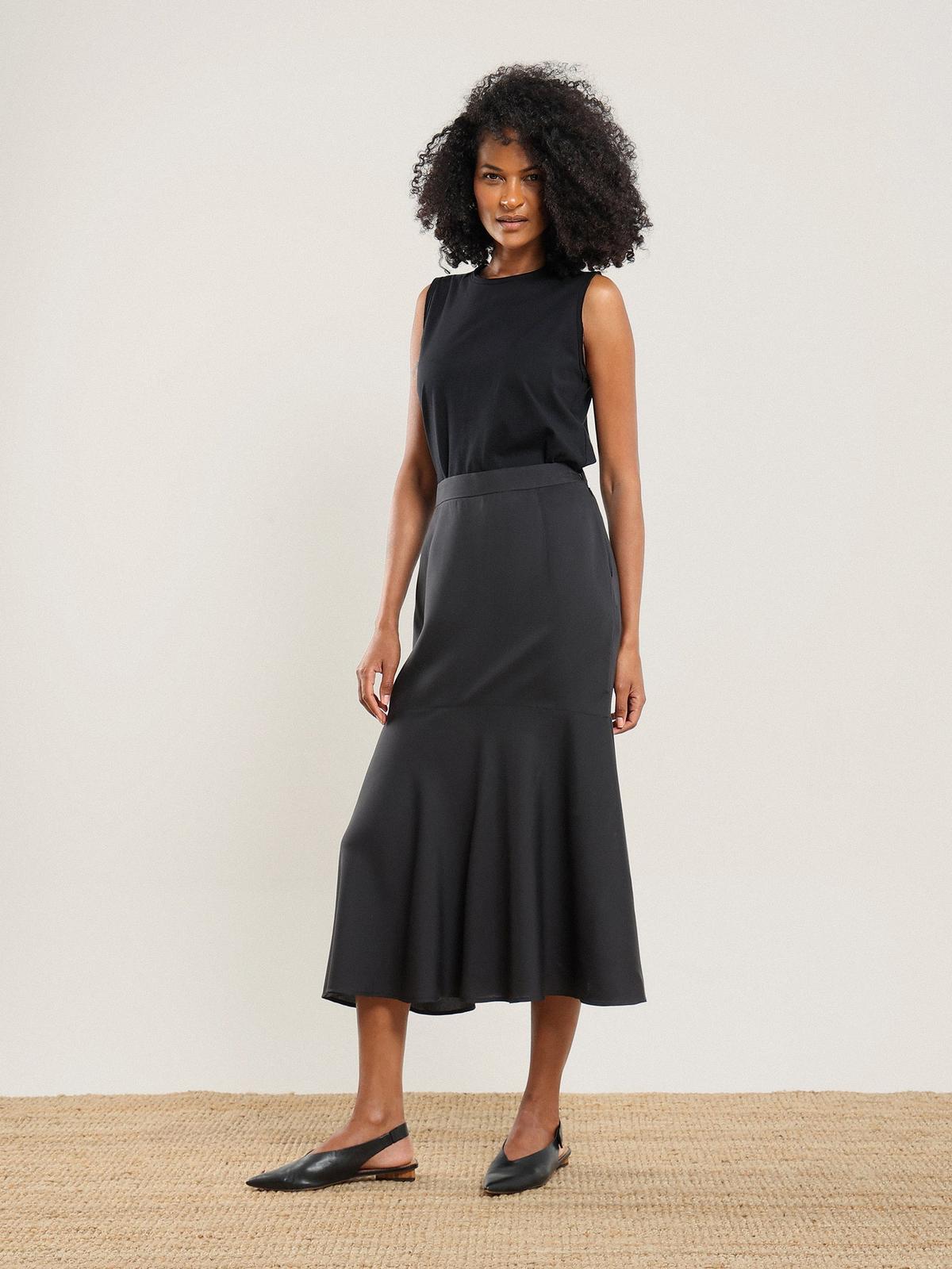 Tencel Flared Skirt - Black