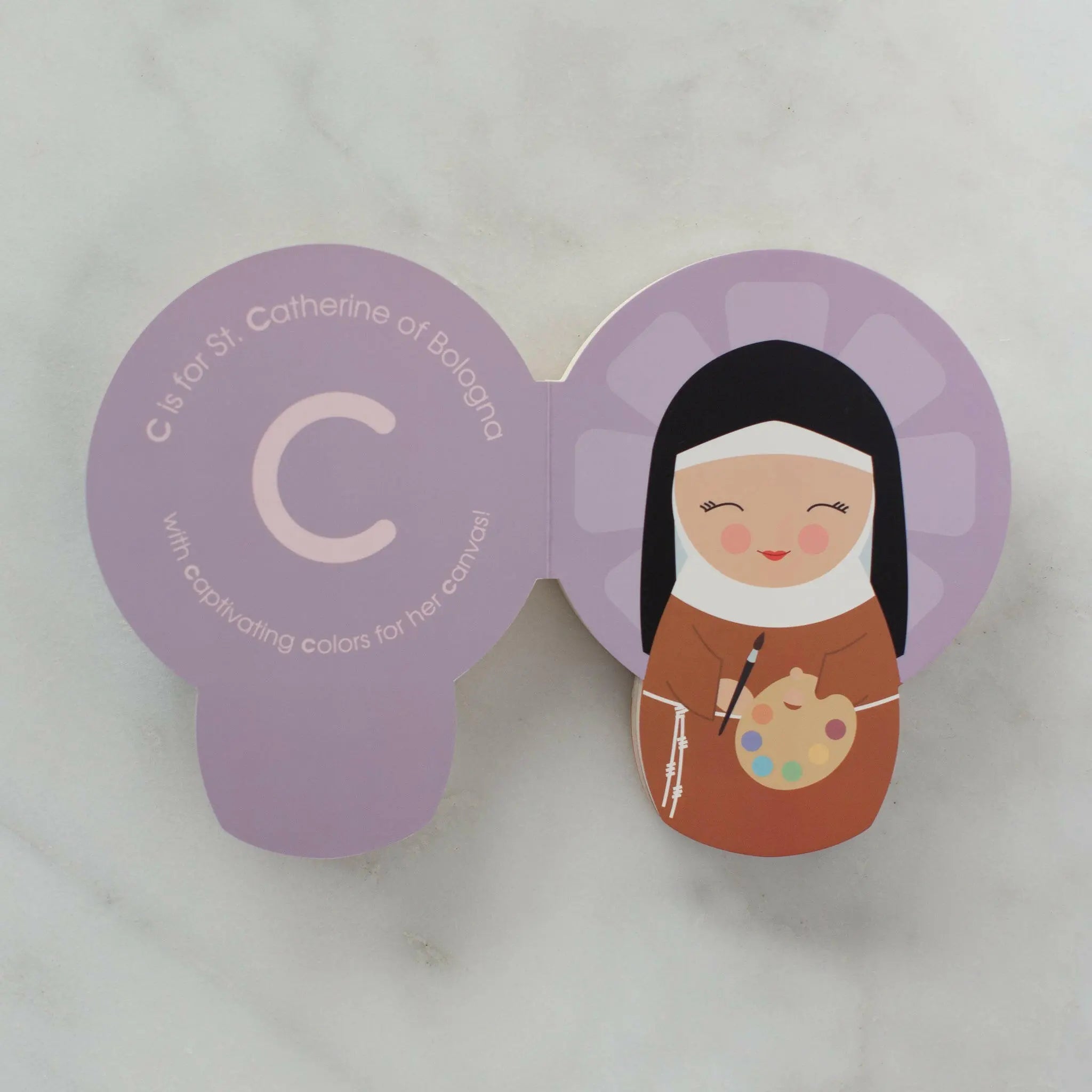 2025 Award Winner - Come and See: Saints A to Z - An Alphabet of Catholic Saints - shaped board book