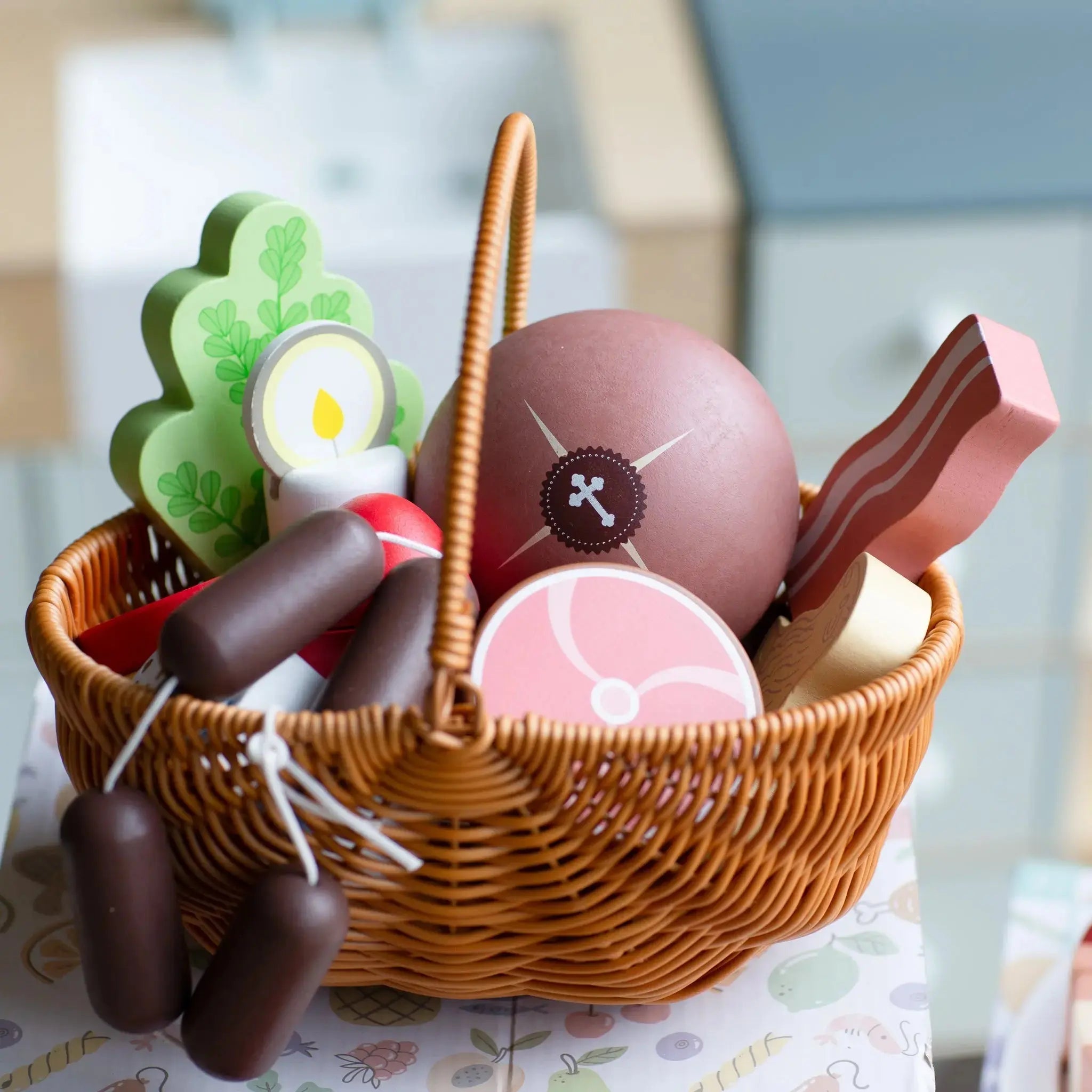 Holy Saturday Easter Basket Blessing Wooden Play Food Set- Mini Catholic Kitchen