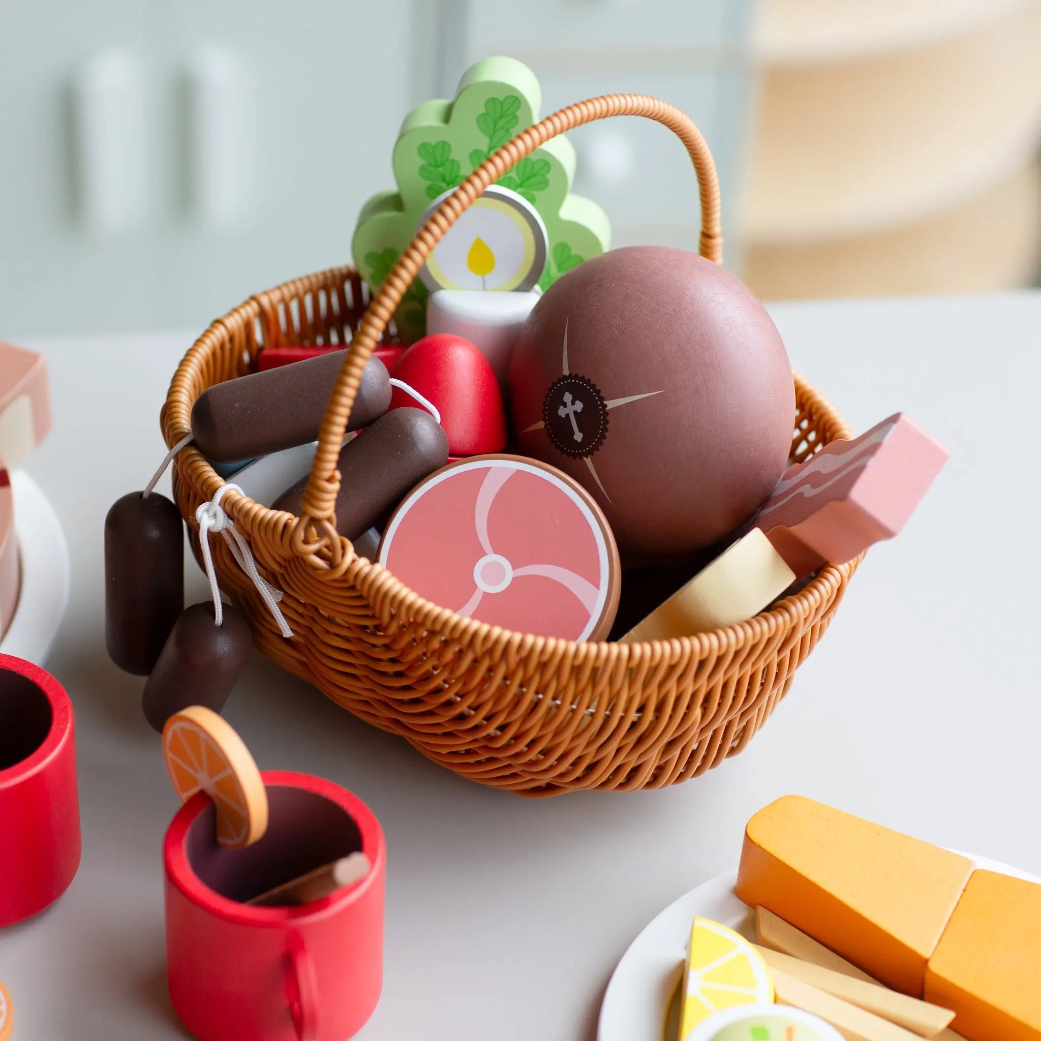 Holy Saturday Easter Basket Blessing Wooden Play Food Set- Mini Catholic Kitchen