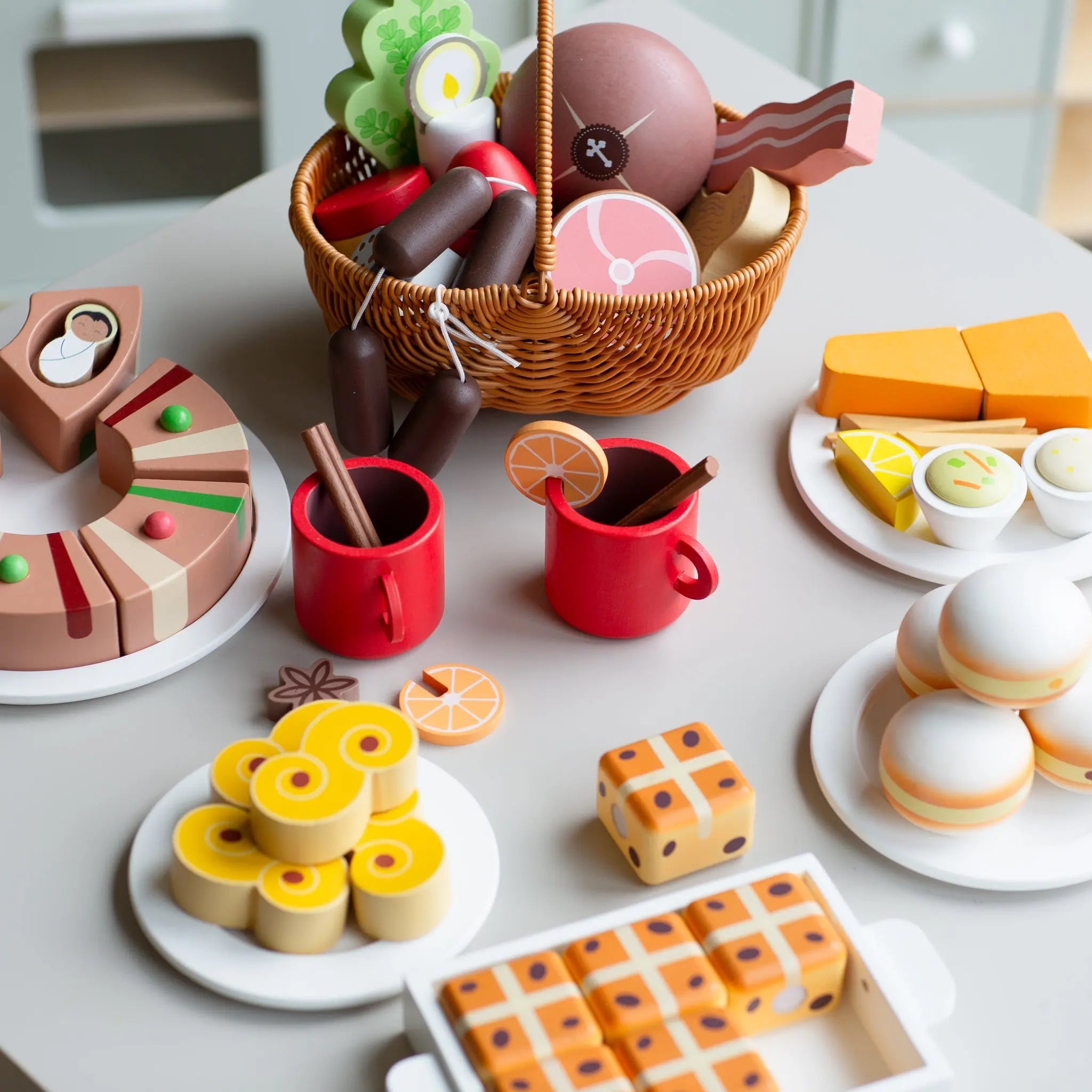Hot Cross Buns Wooden Play Food Set- Mini Catholic Kitchen