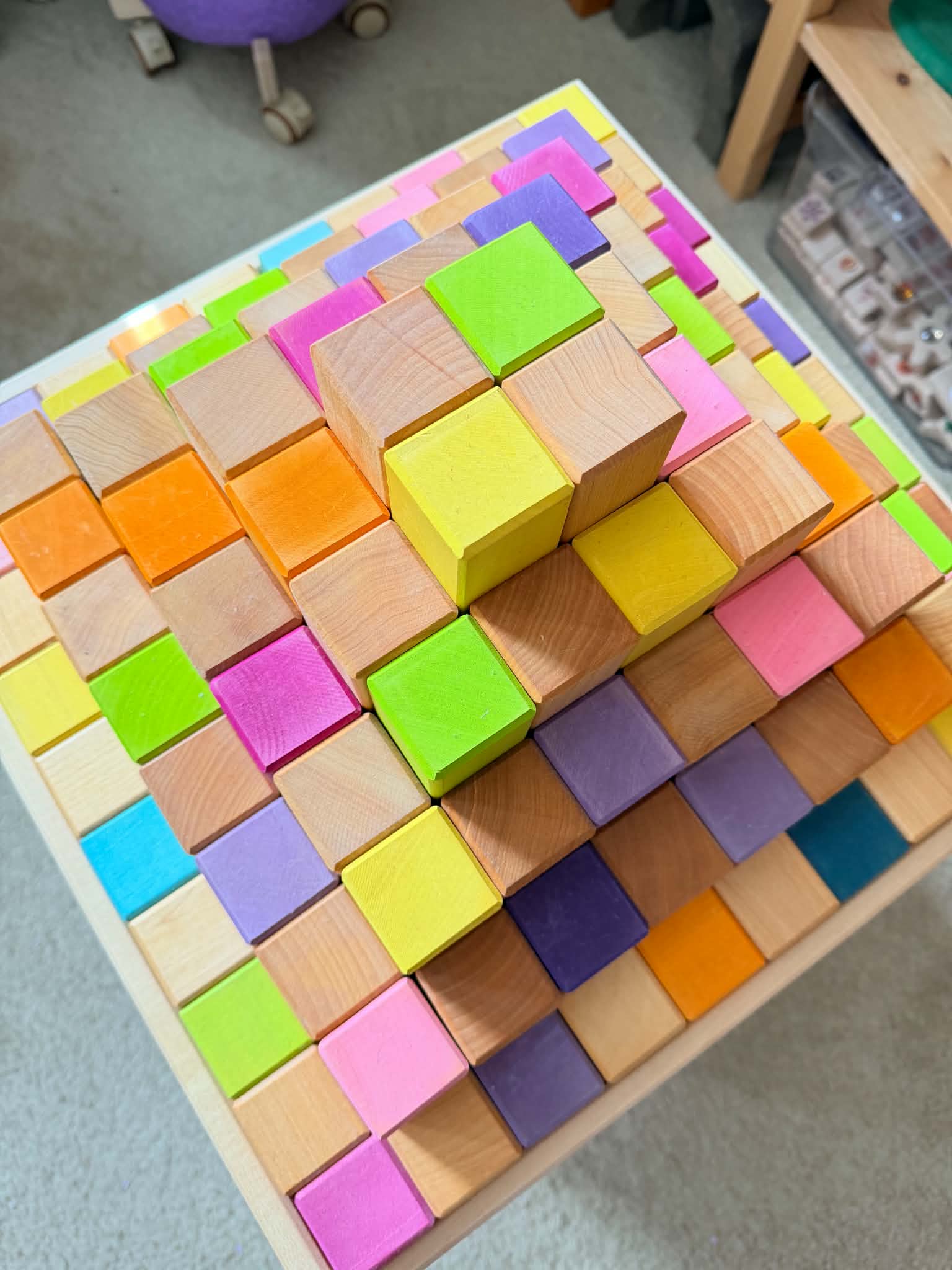 **Pre-order (Ships in 2-3 Weeks)**100 Pcs Large Natural Stepped Pyramid Wooden Stacking Building Blocks