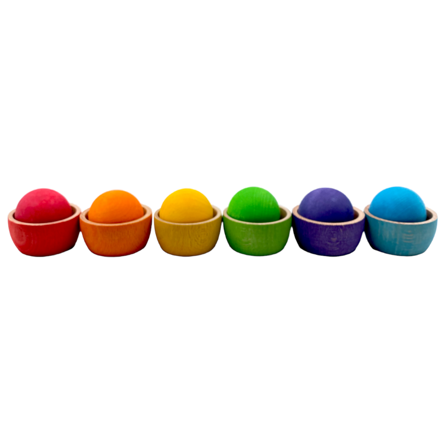 **Pre-order (Ships in 2-3 Weeks)**6-Piece Rainbow Wooden Bowls & Balls Set – Matching, Sorting & Open-Ended Play