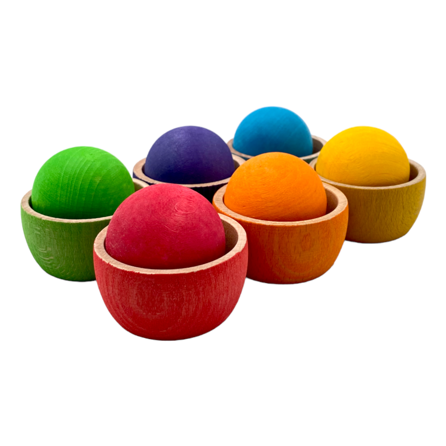 **Pre-order (Ships in 2-3 Weeks)**6-Piece Rainbow Wooden Bowls & Balls Set – Matching, Sorting & Open-Ended Play