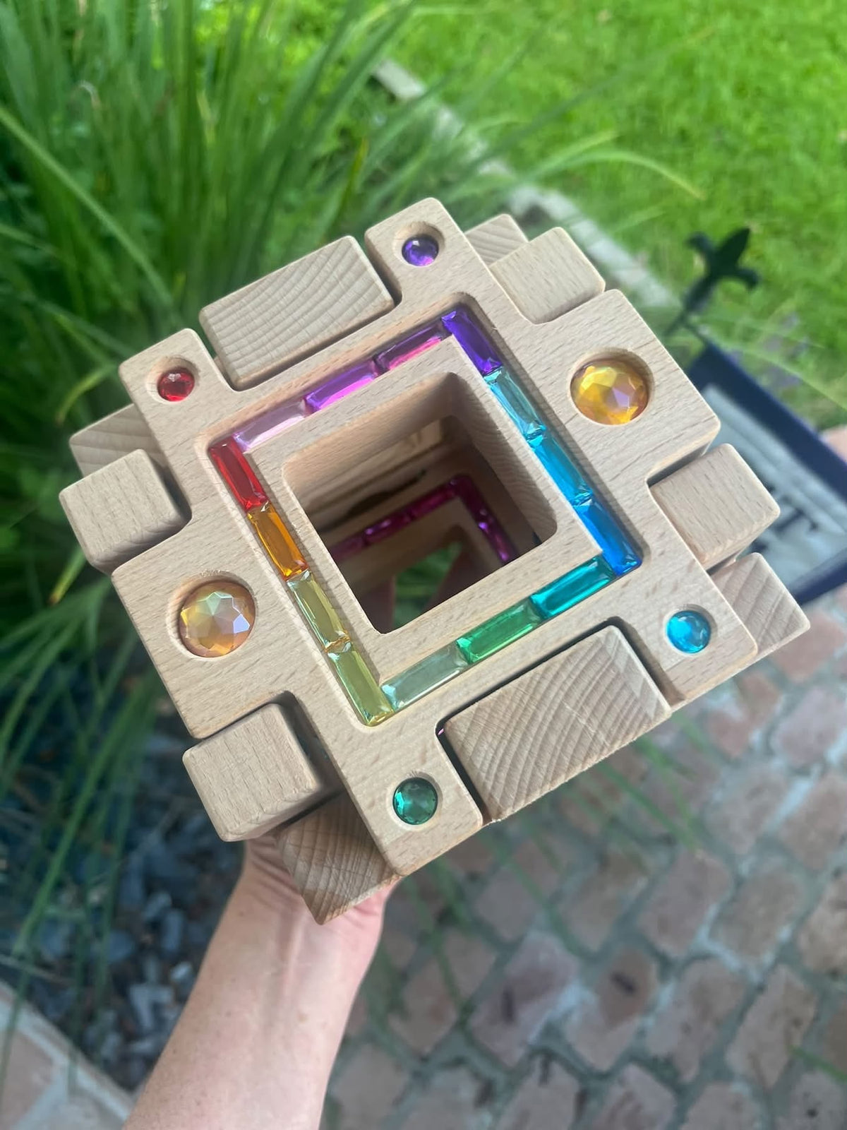 **Pre-order (Ships in 2-3 Weeks)** 16-Piece Large Wooden Gemlight Window Blocks with Storage Box