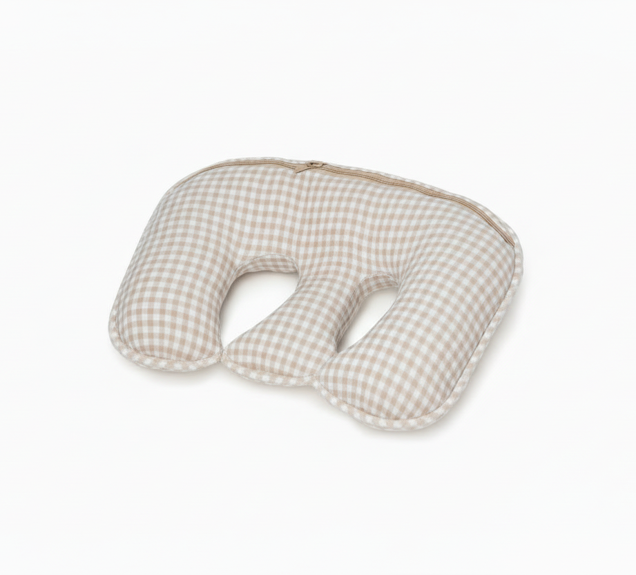 Beige Gingham Twins Nursing Pillow Cover