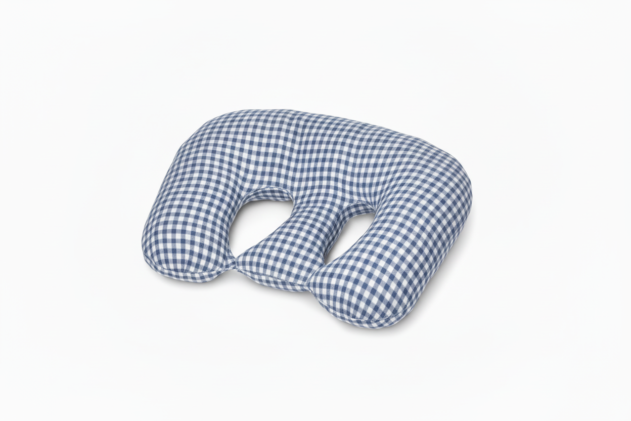 Blue Gingham Twins Nursing Pillow Cover