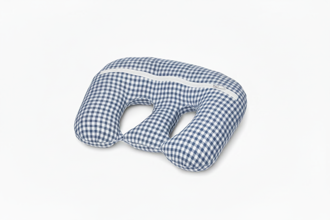 Blue Gingham Twins Nursing Pillow Cover