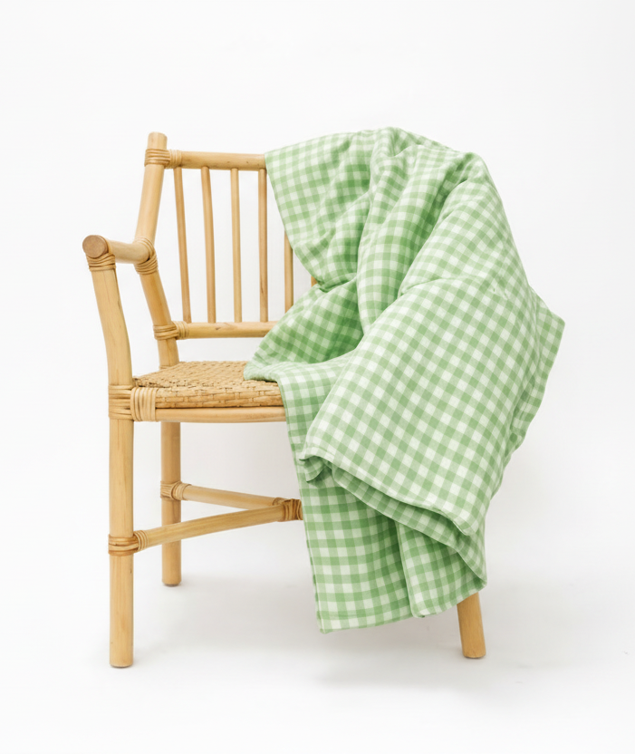 Green Gingham Crib Quilted Blanket