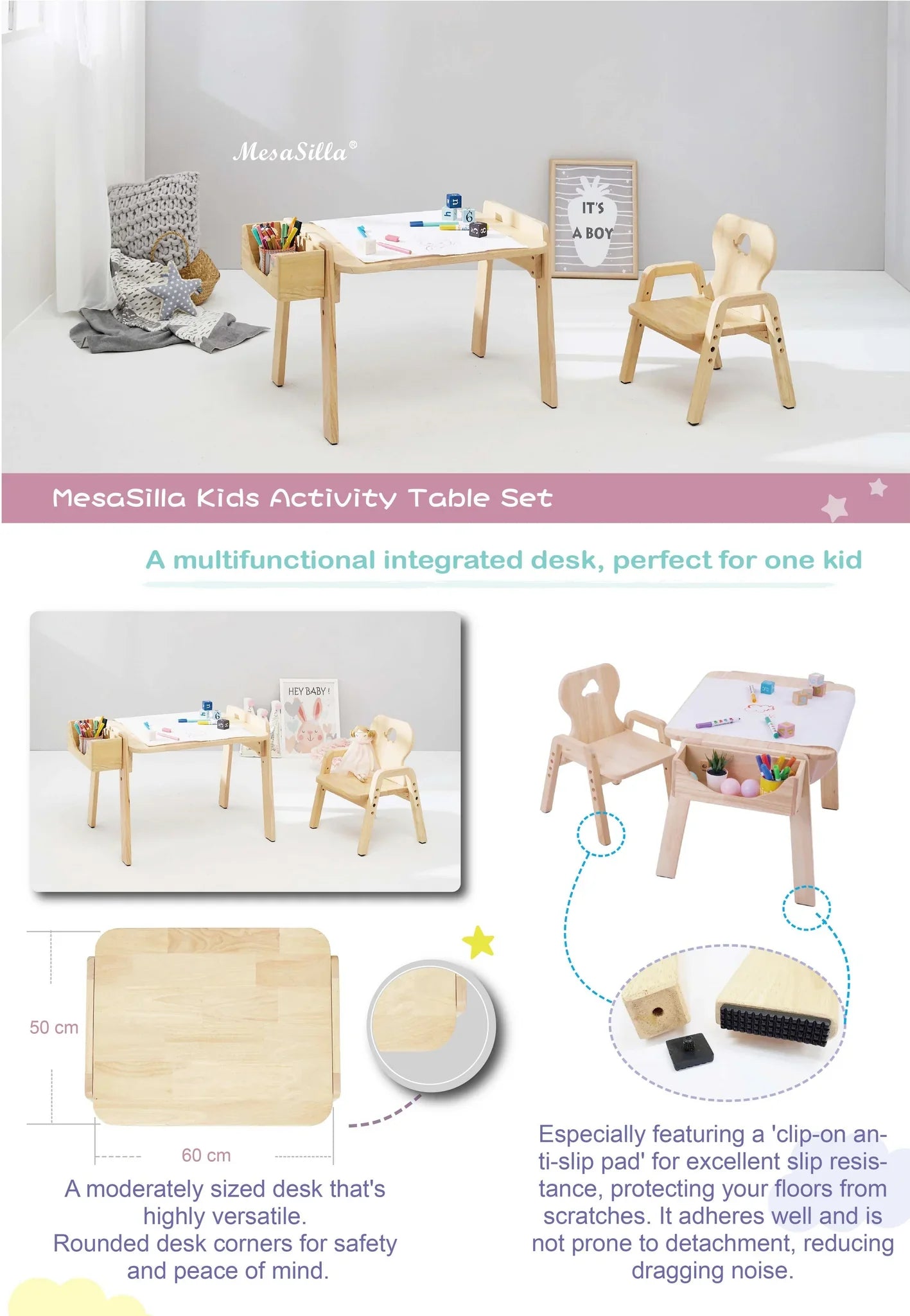 mesasilla Kids Activities Table Set with Animals - Includes Chair