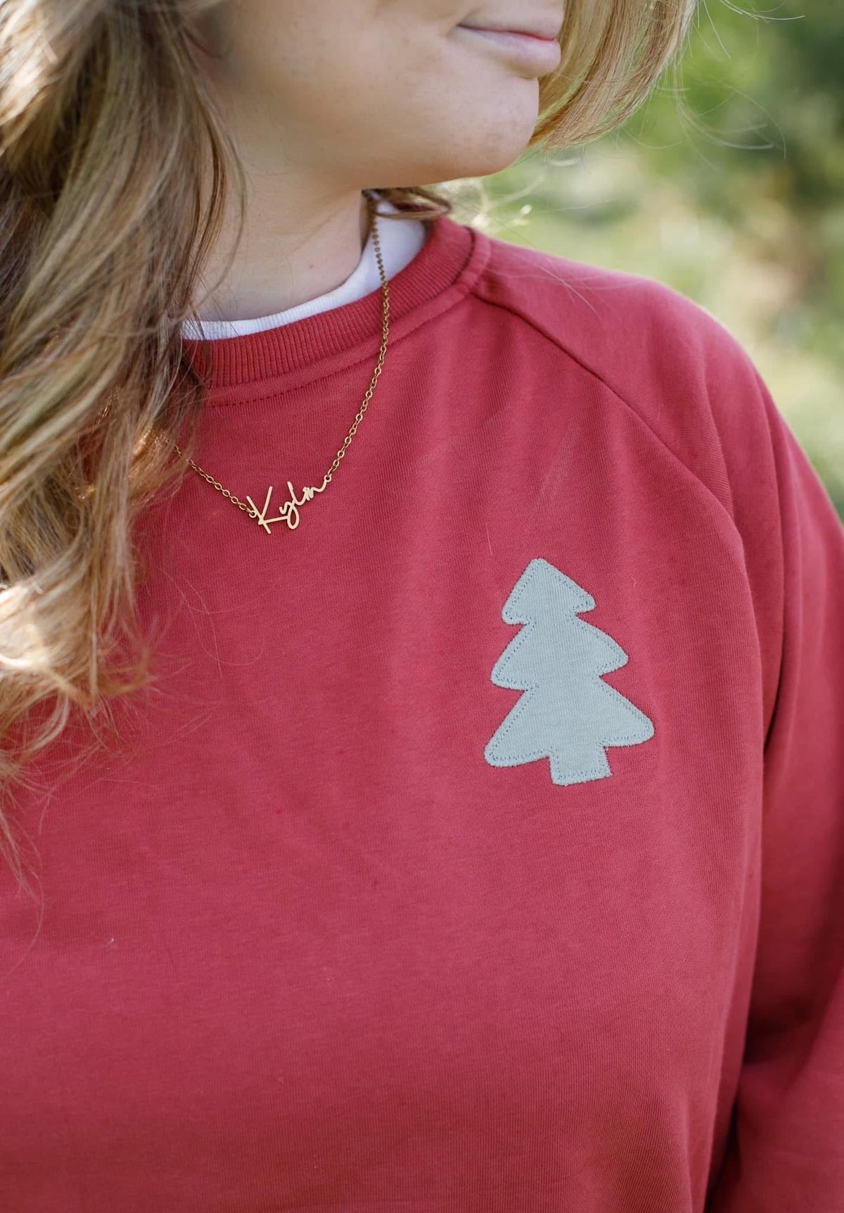 Adult Christmas Tree Applique Crewneck Sweatshirt